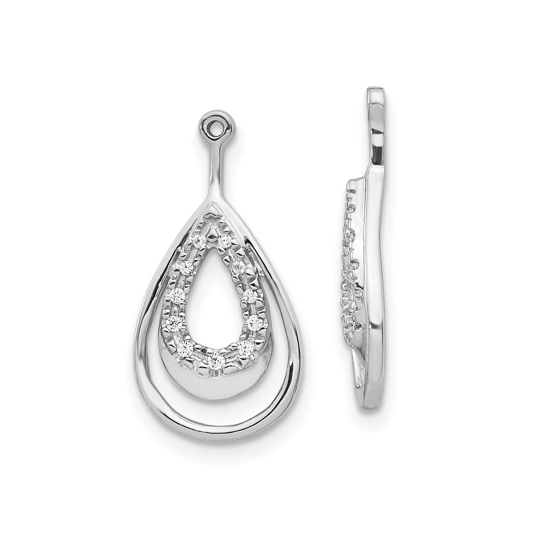 14k White Gold Lab Grown Diamond Teardrop Earring Jackets