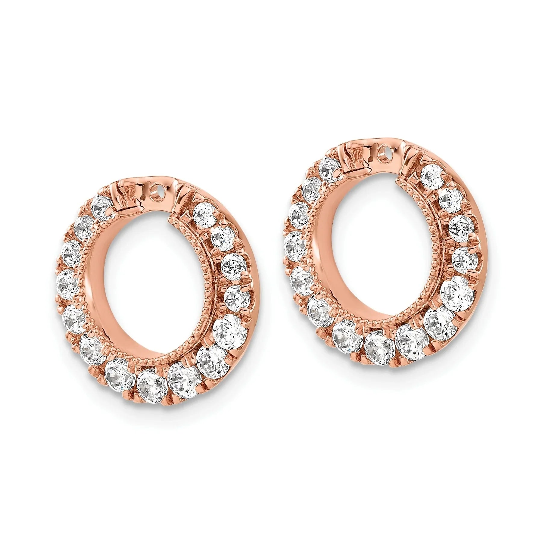 14k Rose Gold Lab Grown Diamond Circle Earring Jackets - Fine Diamond