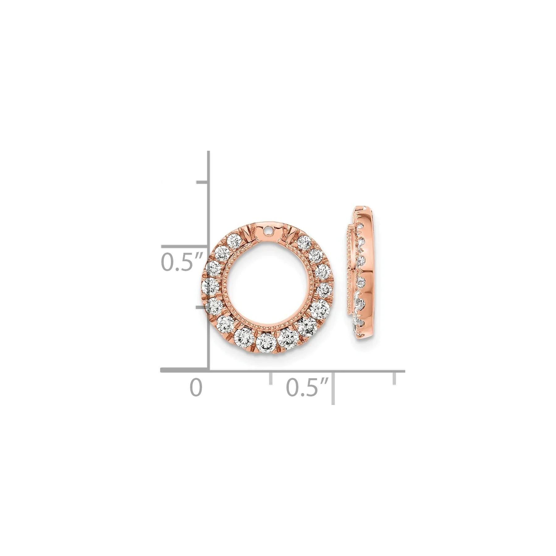 14k Rose Gold Lab Grown Diamond Circle Earring Jackets - Fine Diamond