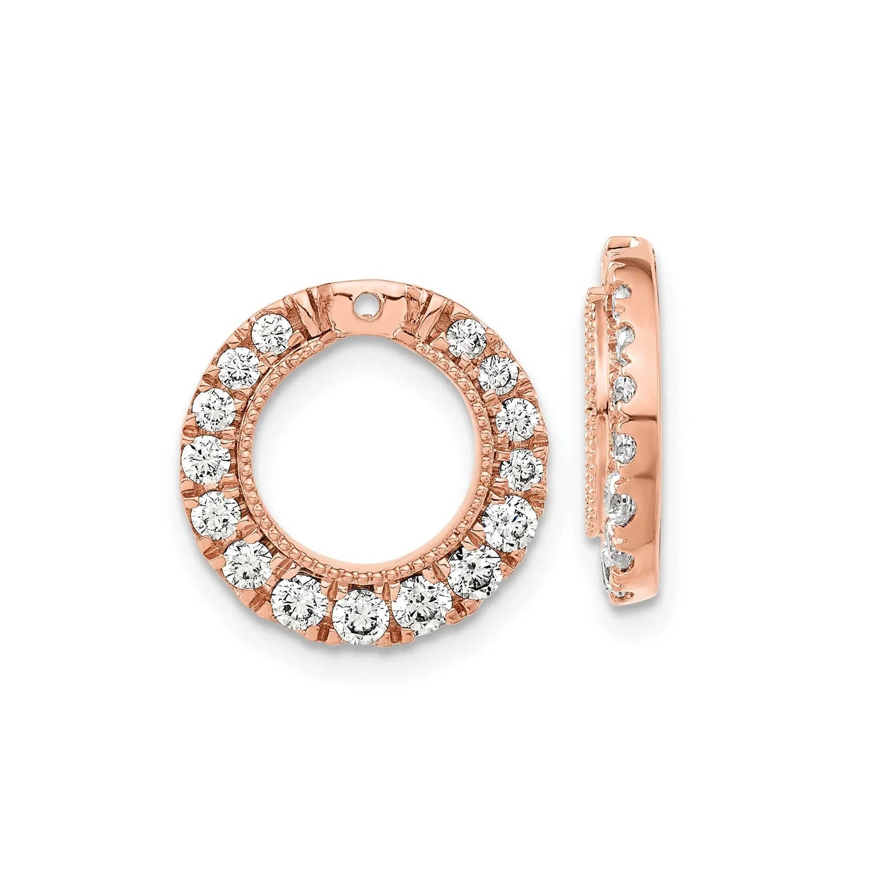14k Rose Gold Lab Grown Diamond Circle Earring Jackets - Fine Diamond