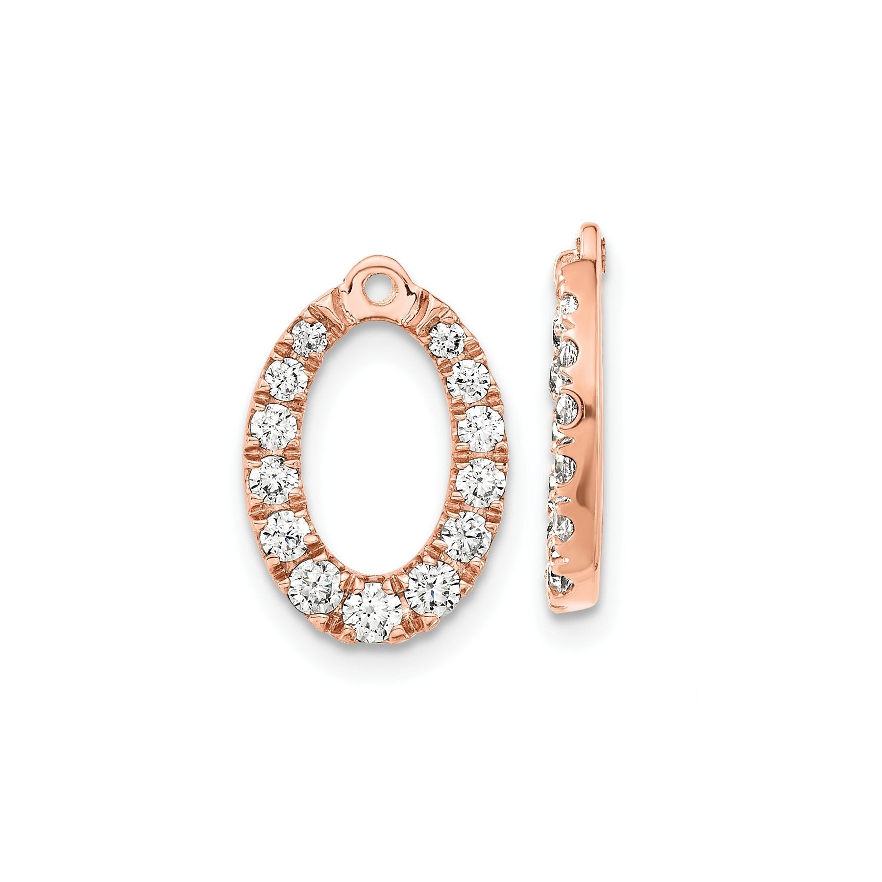 14k Gold Lab Grown Diamond Oval Earring Jackets