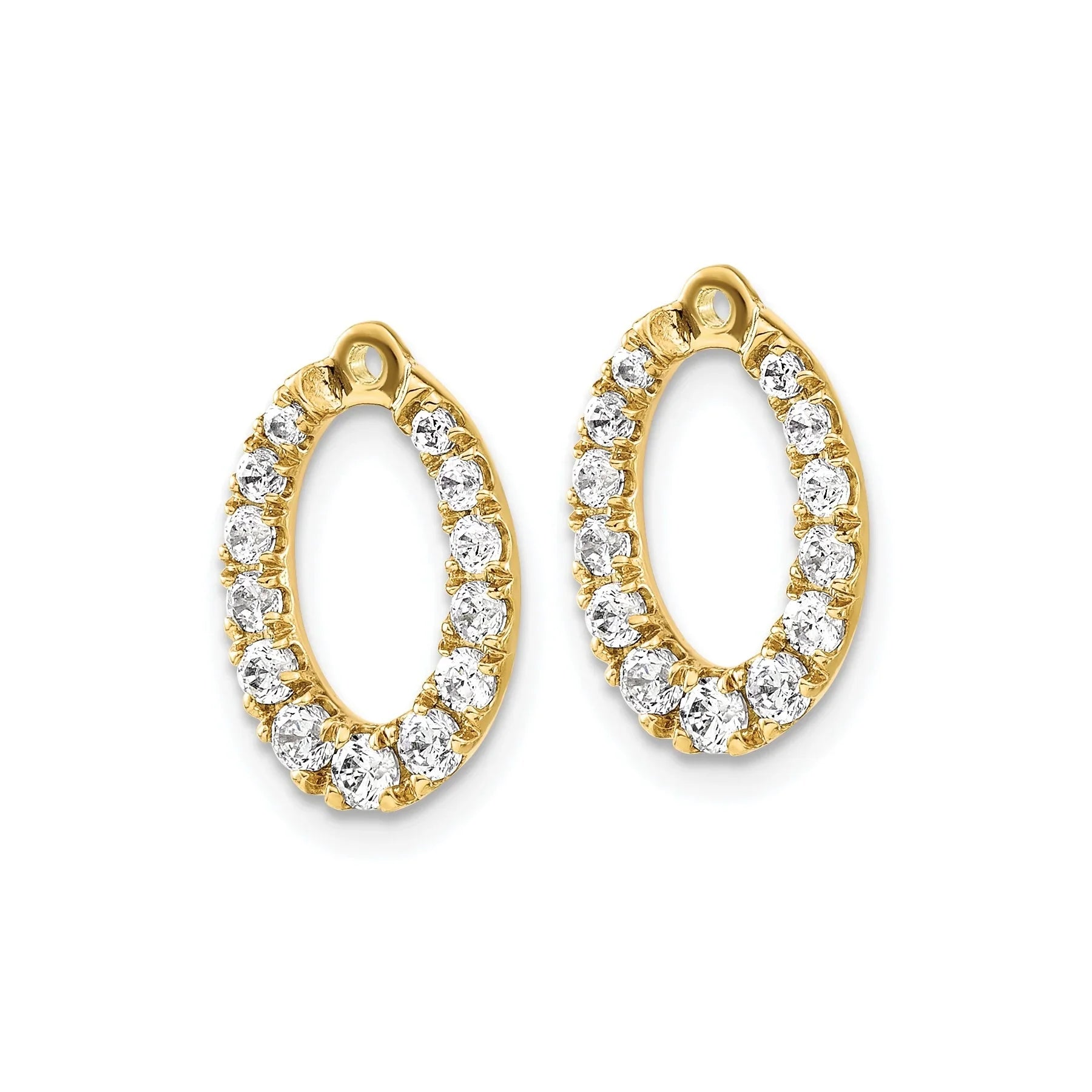 14k Gold Lab Grown Diamond Oval Earring Jackets - Fine Diamond