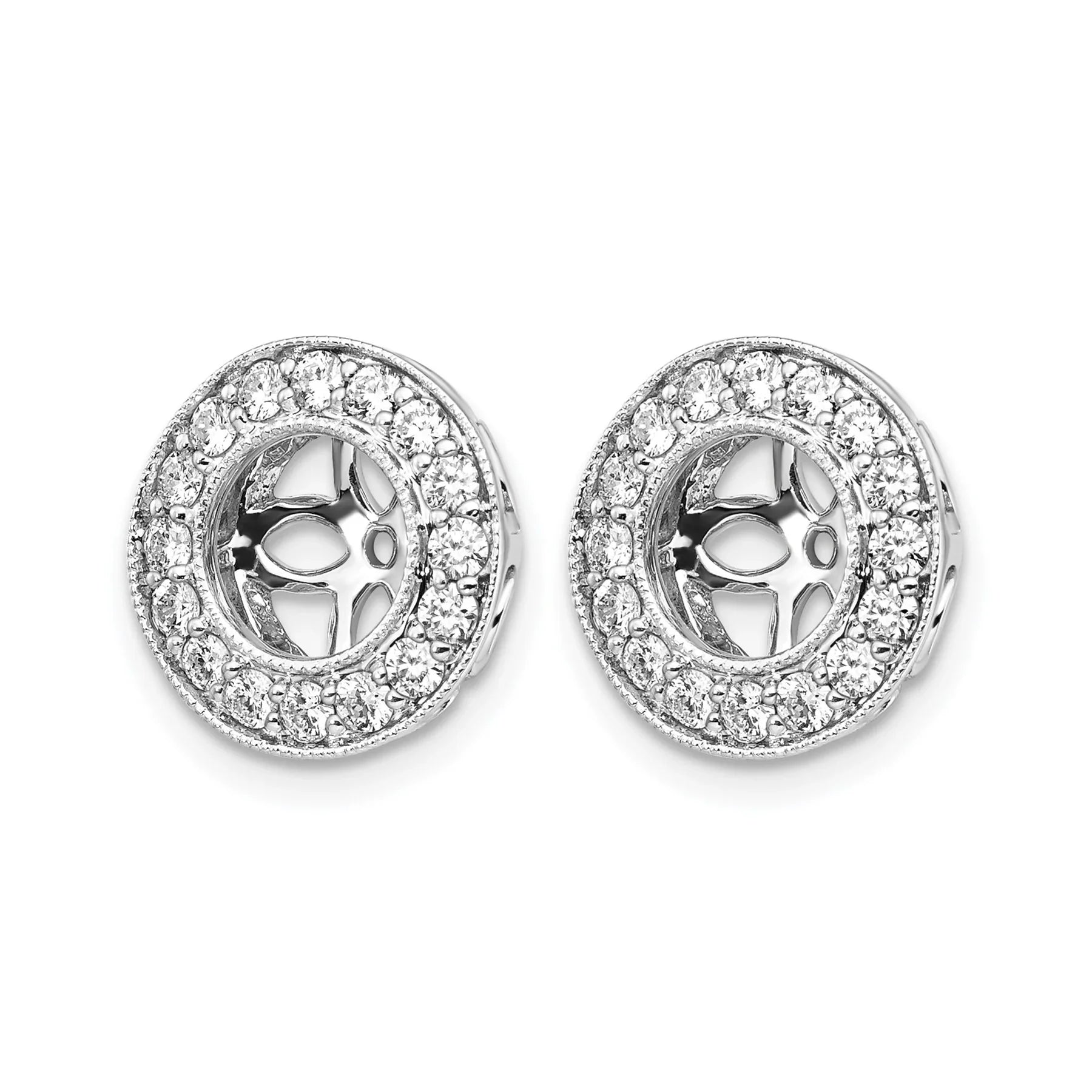 14K White Gold Lab Grown Diamond Studs Earring Jackets - Fine Diamond