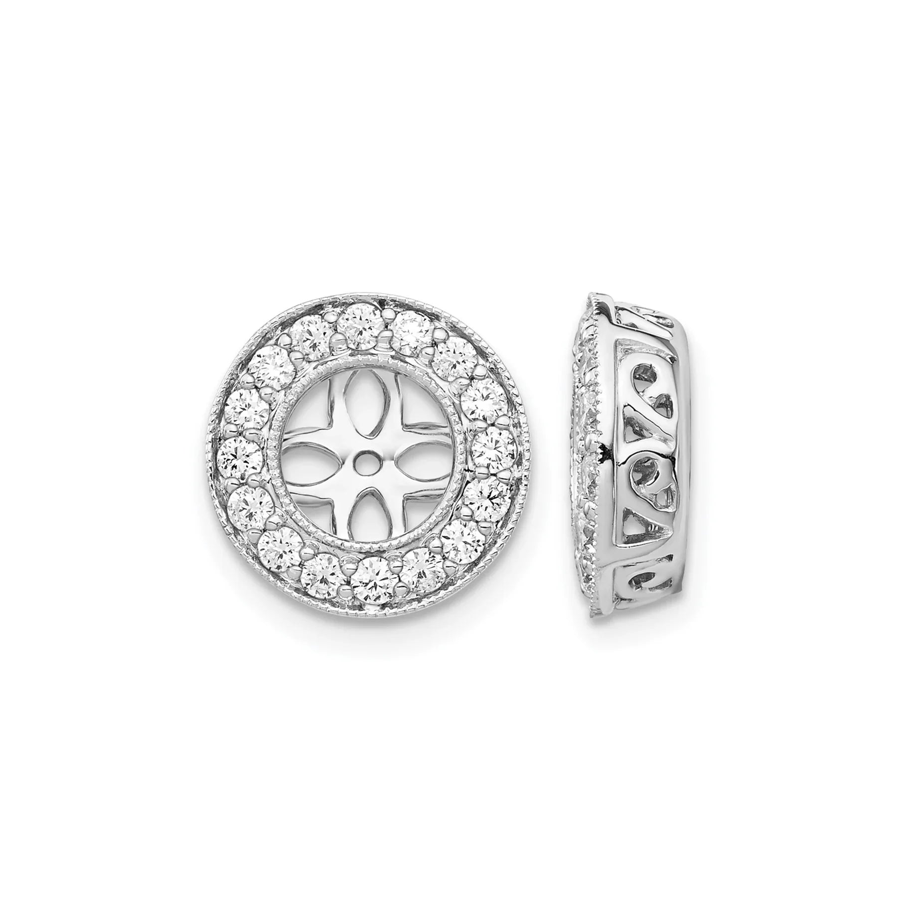 14K White Gold Lab Grown Diamond Studs Earring Jackets - Fine Diamond