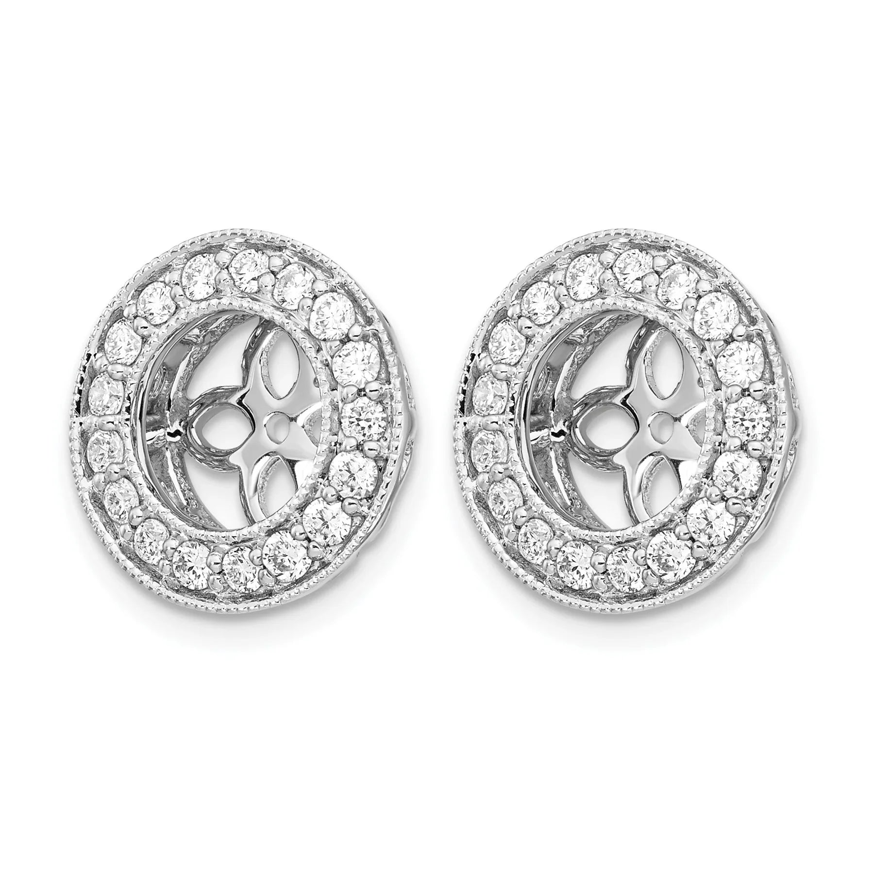 14K White Gold Lab Grown Diamond Studs Earring Jackets - Fine Diamond