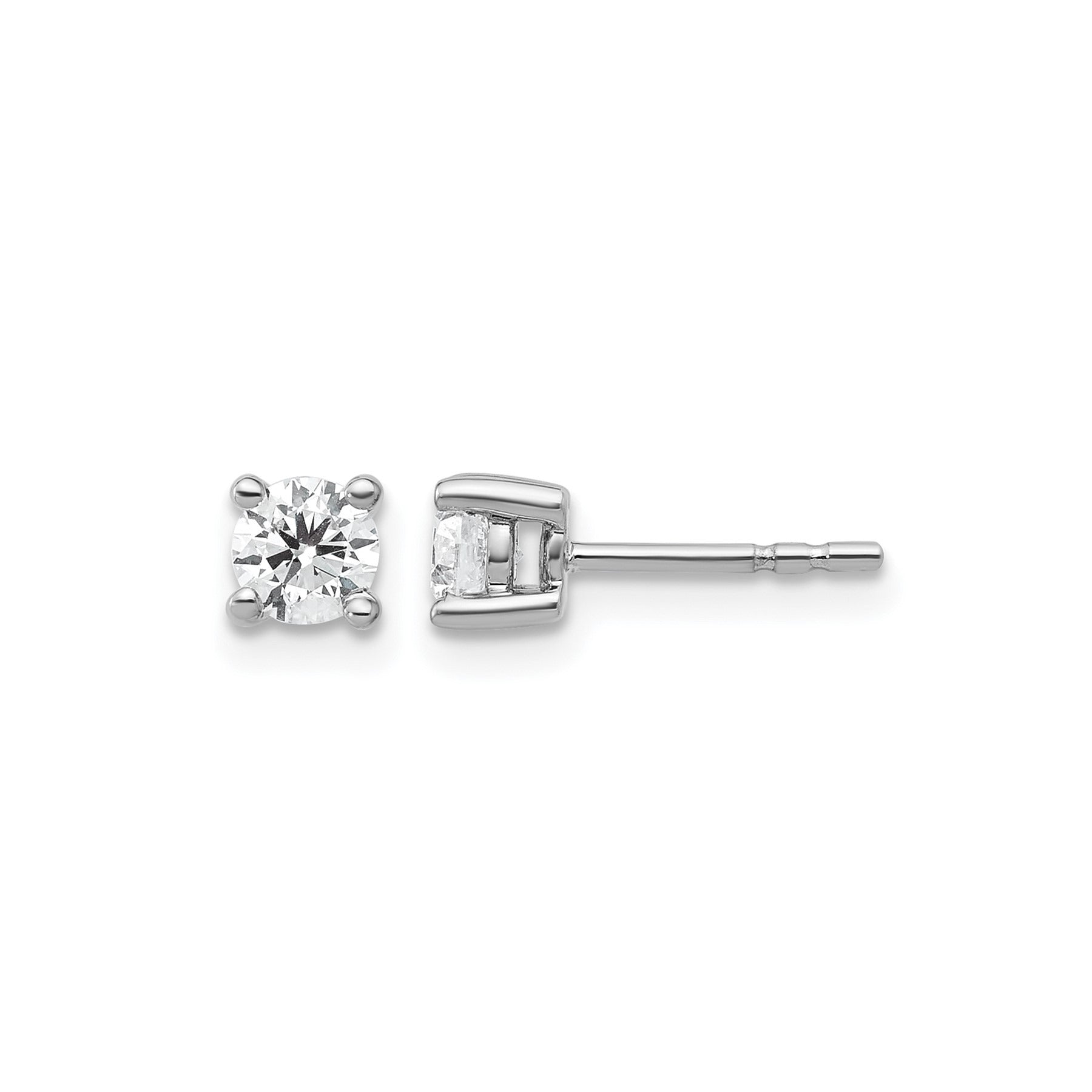 14K White Gold Round Lab Grown Diamond Stud Earrings