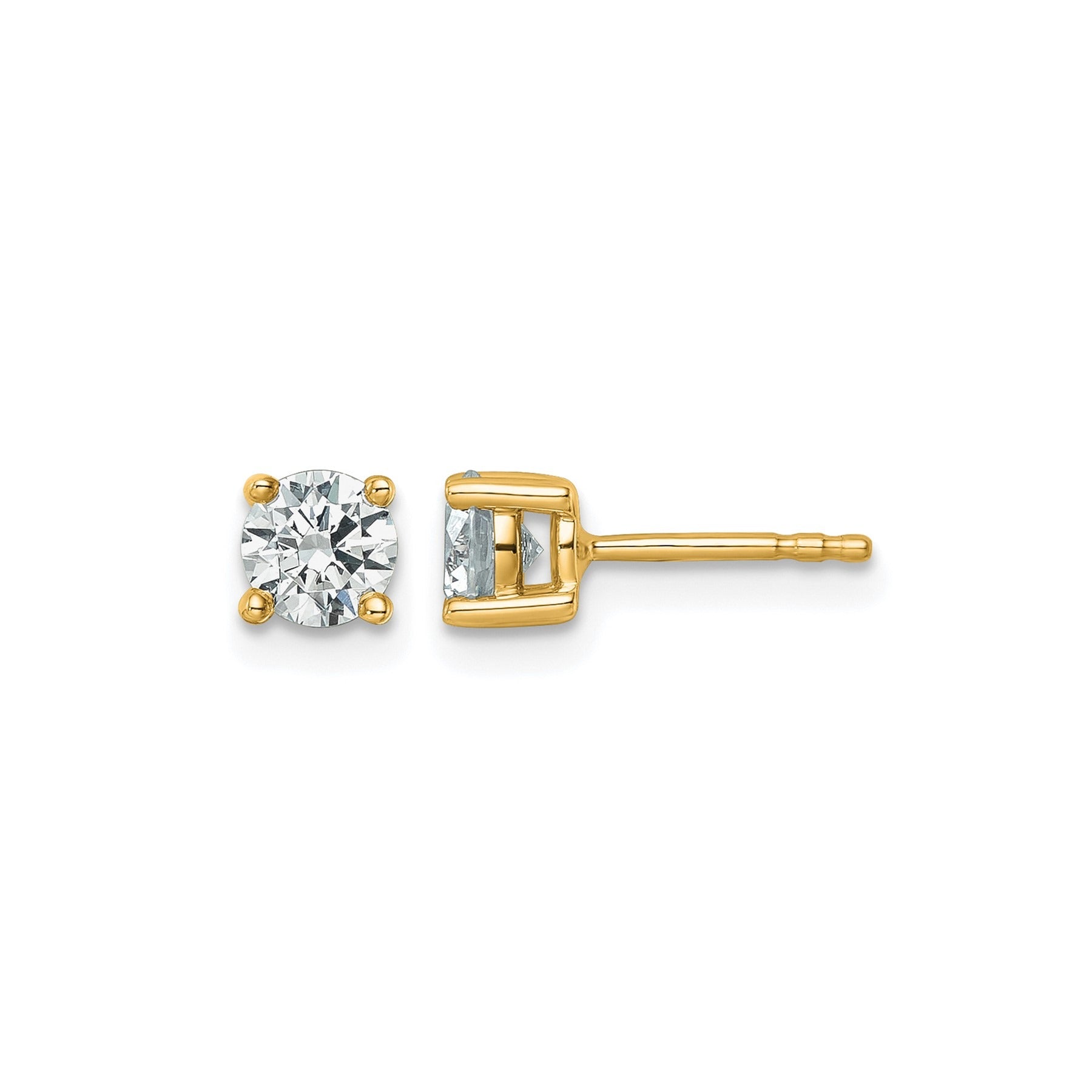 14K Yellow Gold Round Lab Grown Diamond Stud Earrings