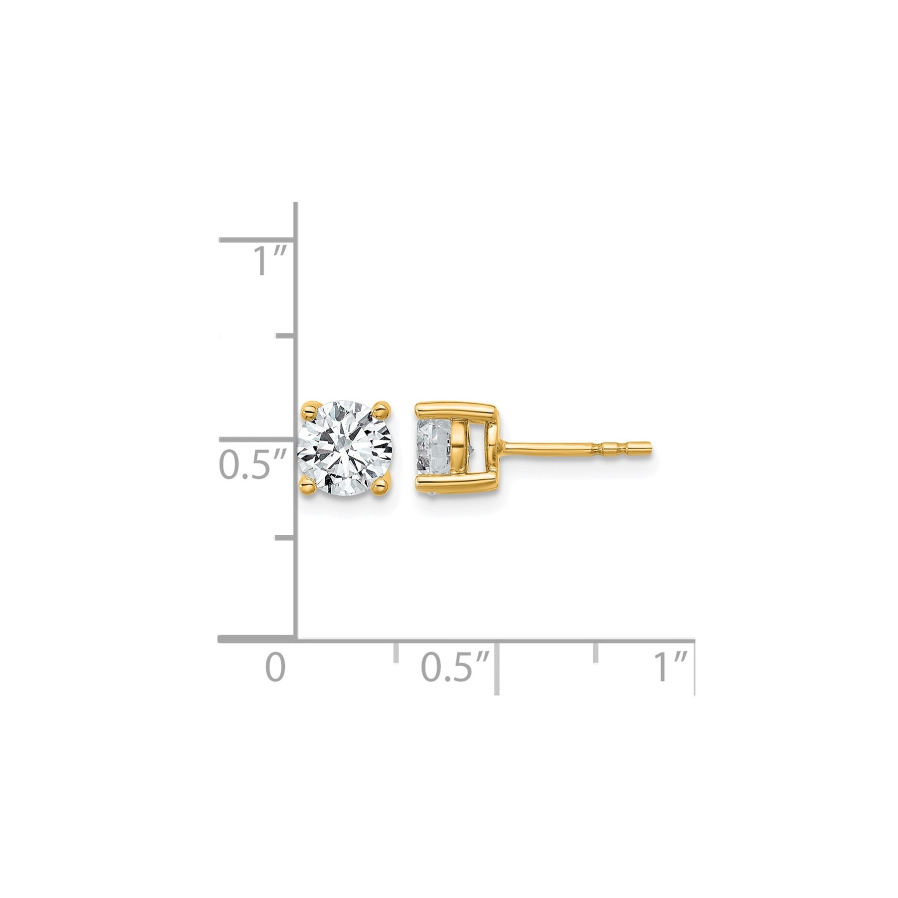 14K Yellow Gold Diamond Stud Earrings Round Shaped Studs Lab Grown