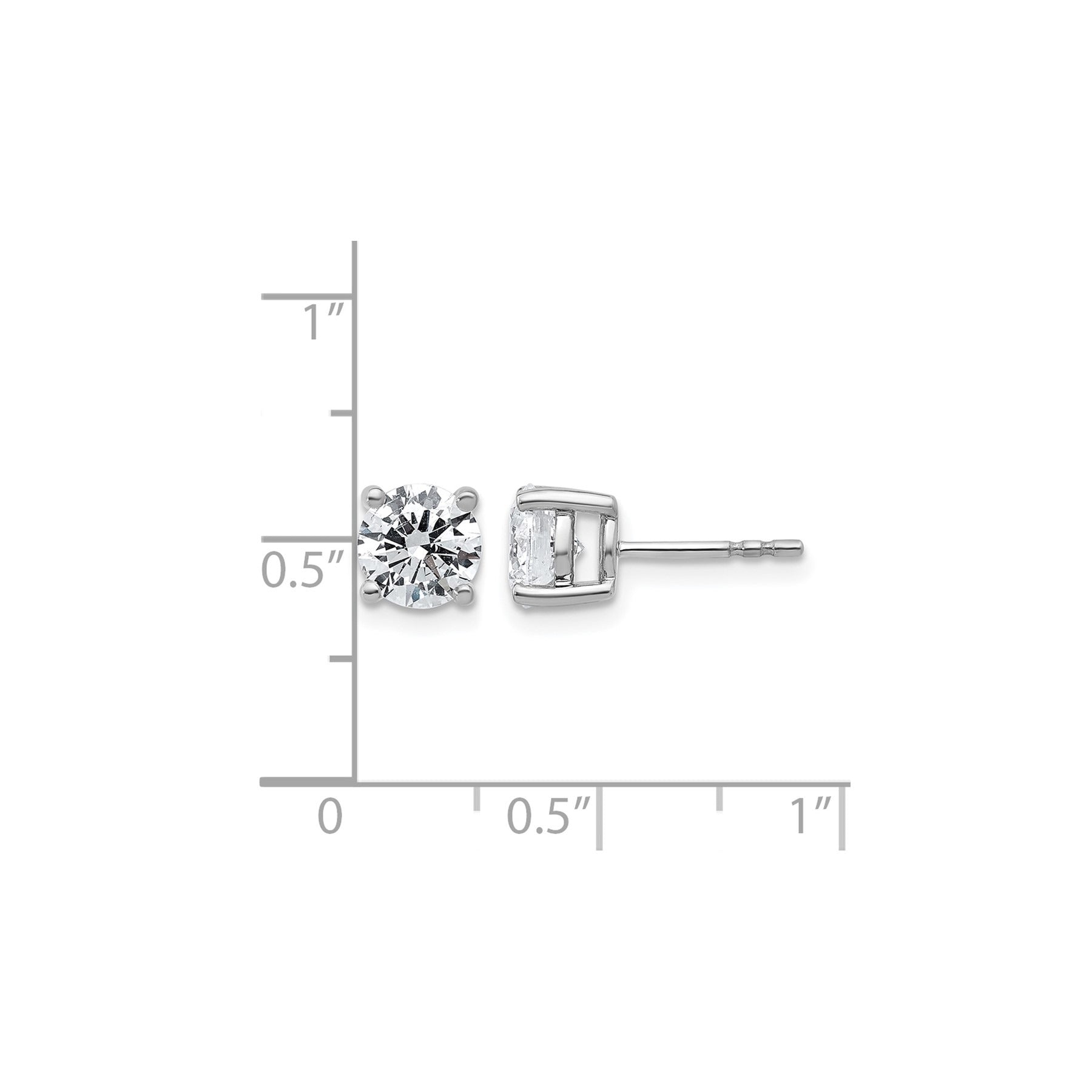 14K White Gold Round Shaped Lab Grown Diamond Stud Earrings