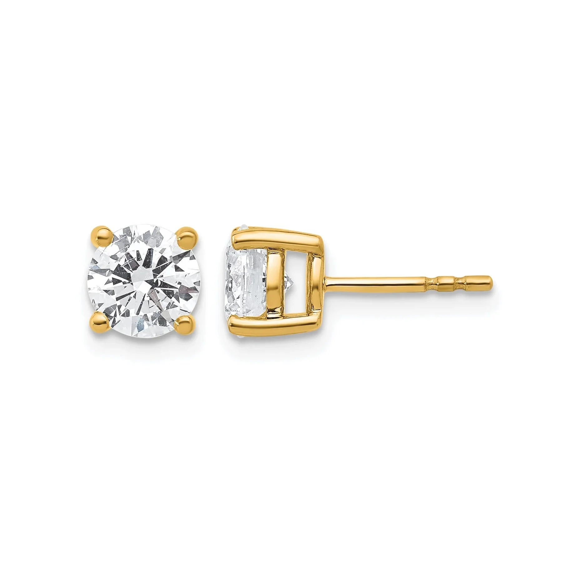 14K Gold Lab Grown Round Diamond Stud Earrings - Fine Diamond