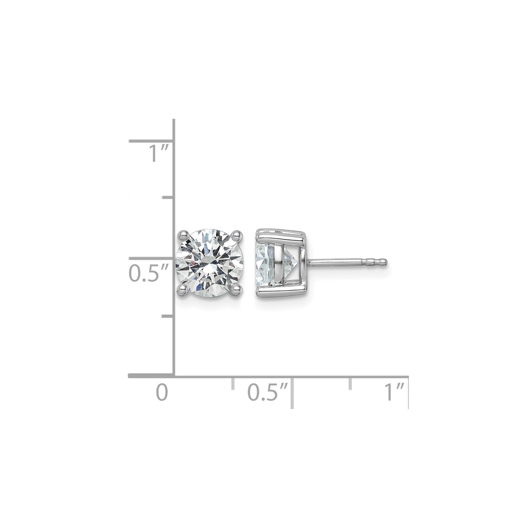 14K White Gold Lab Diamond Round Shaped Stud Earrings