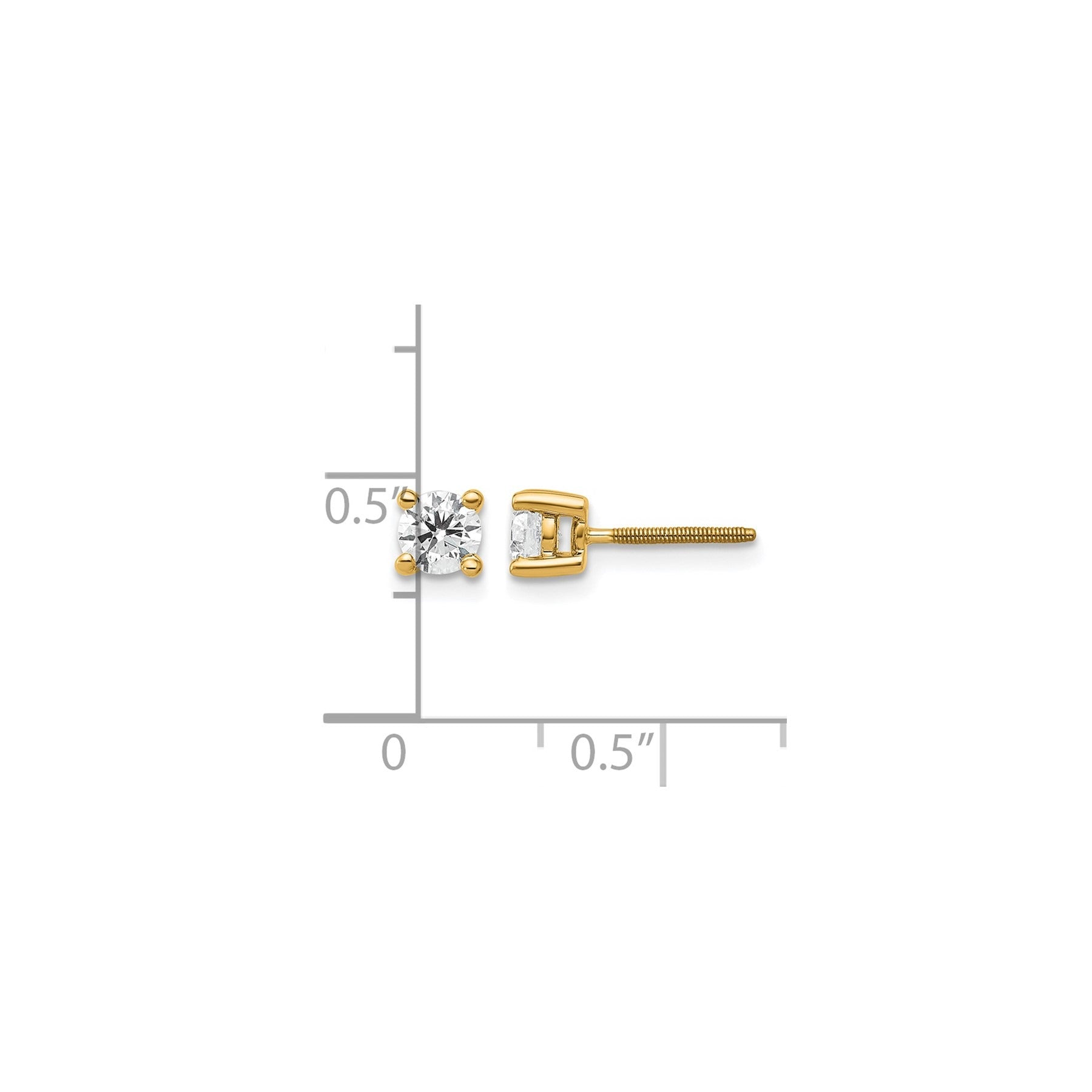 14K Yellow Gold Lab Diamond Stud Earrings Round Shaped