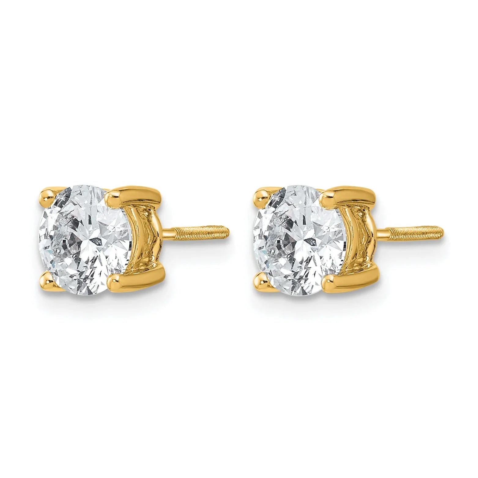 14k Yellow Gold Lab Grown Diamond Screwback Heavyweight Stud Earrings - Fine Diamond