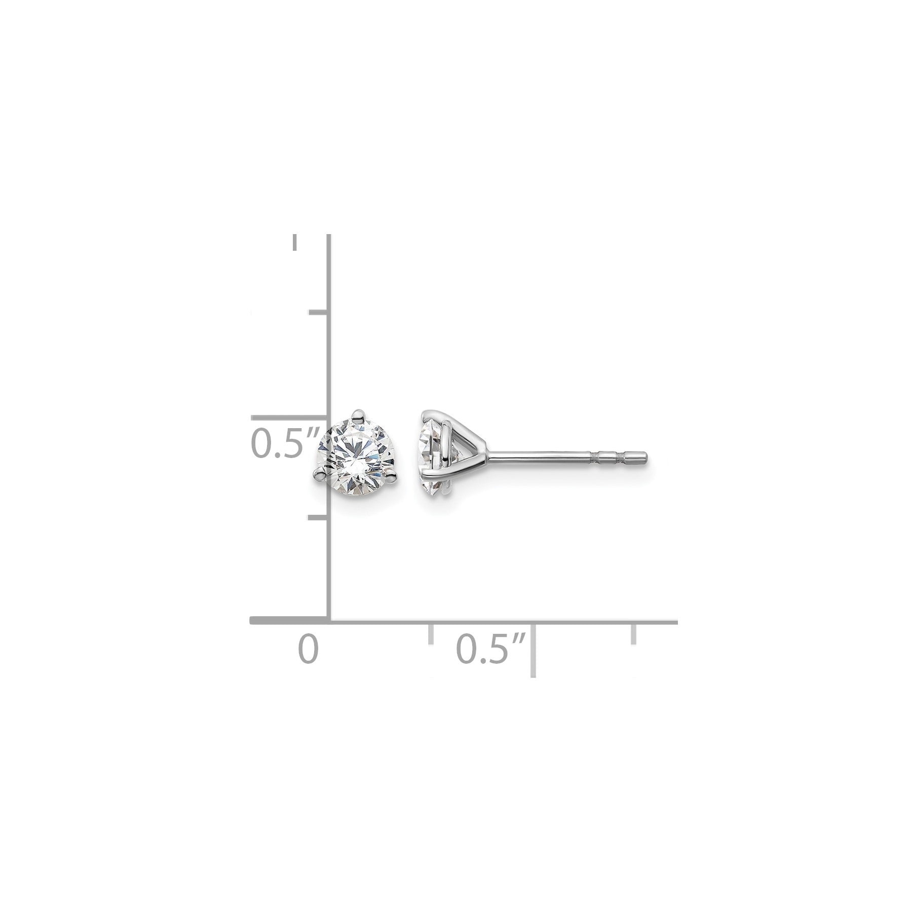 14K White Gold Lab Grown Diamond Round Shaped Stud Earrings