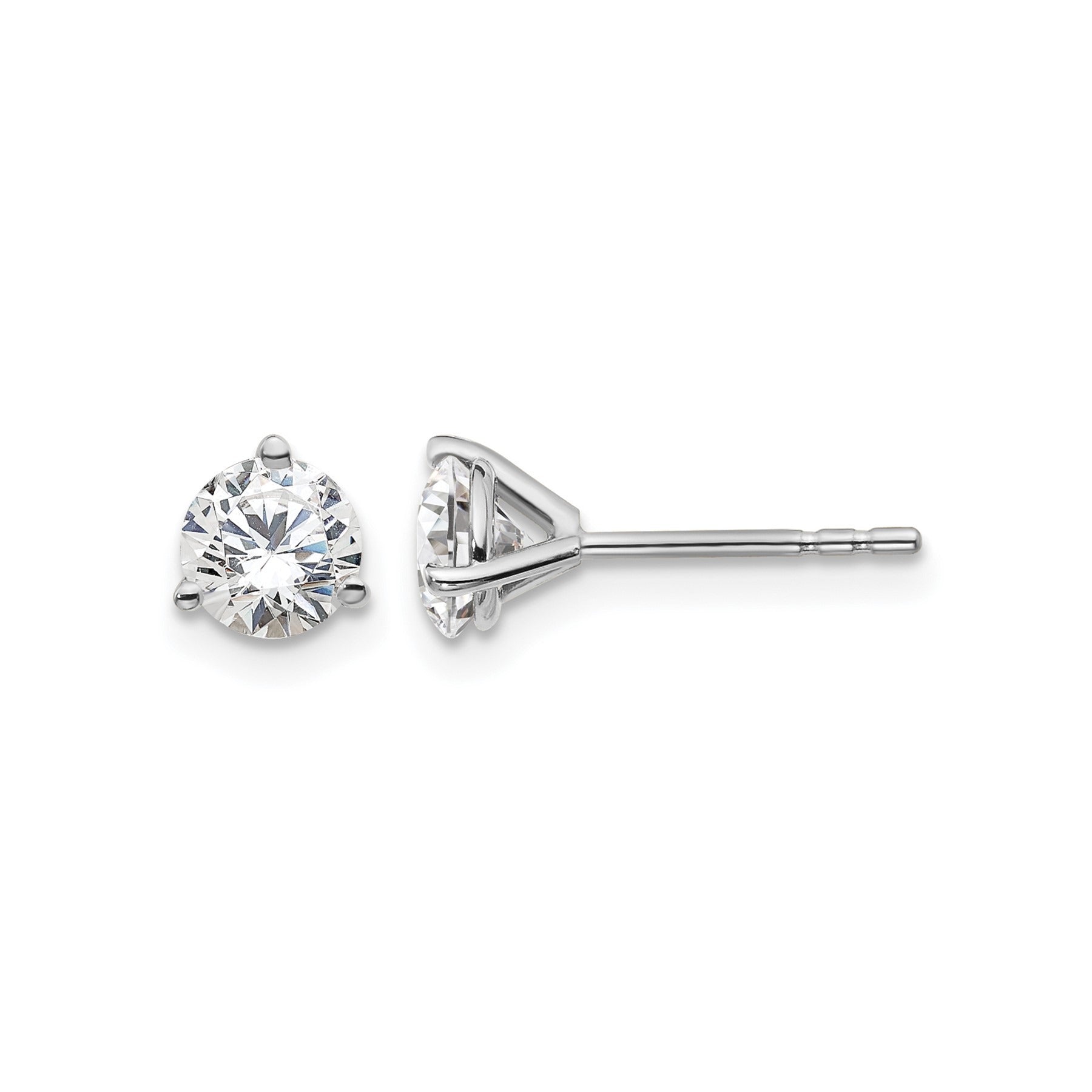 14K White Gold Lab Diamond Round Shaped Stud Earrings