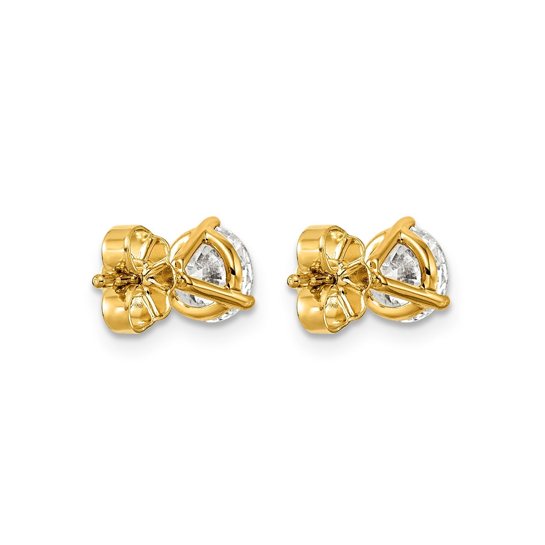 14K Yellow Gold Diamond Lab Grown Round Shaped Stud Earrings