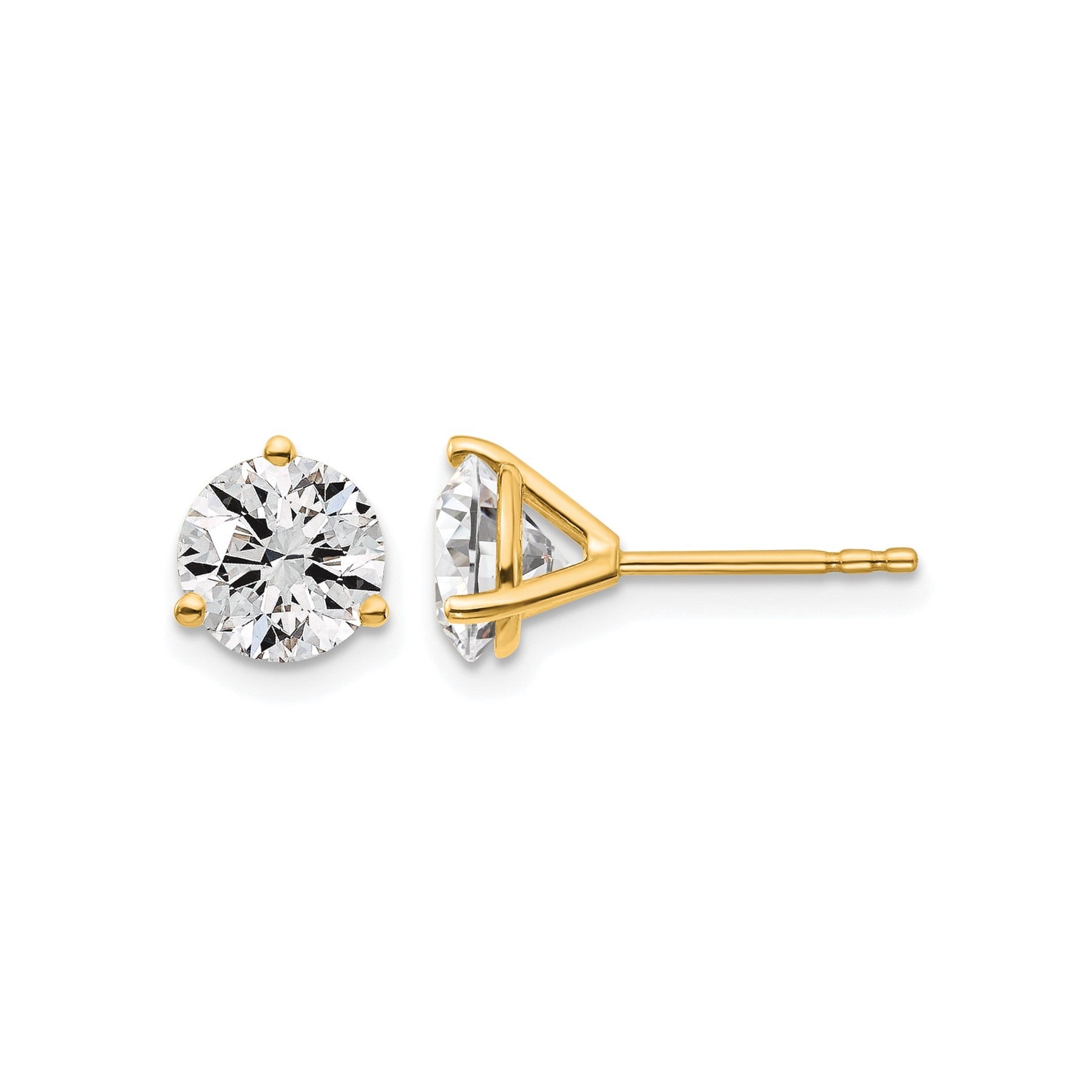 14K Yellow Gold Diamond Lab Grown Round Shaped Stud Earrings