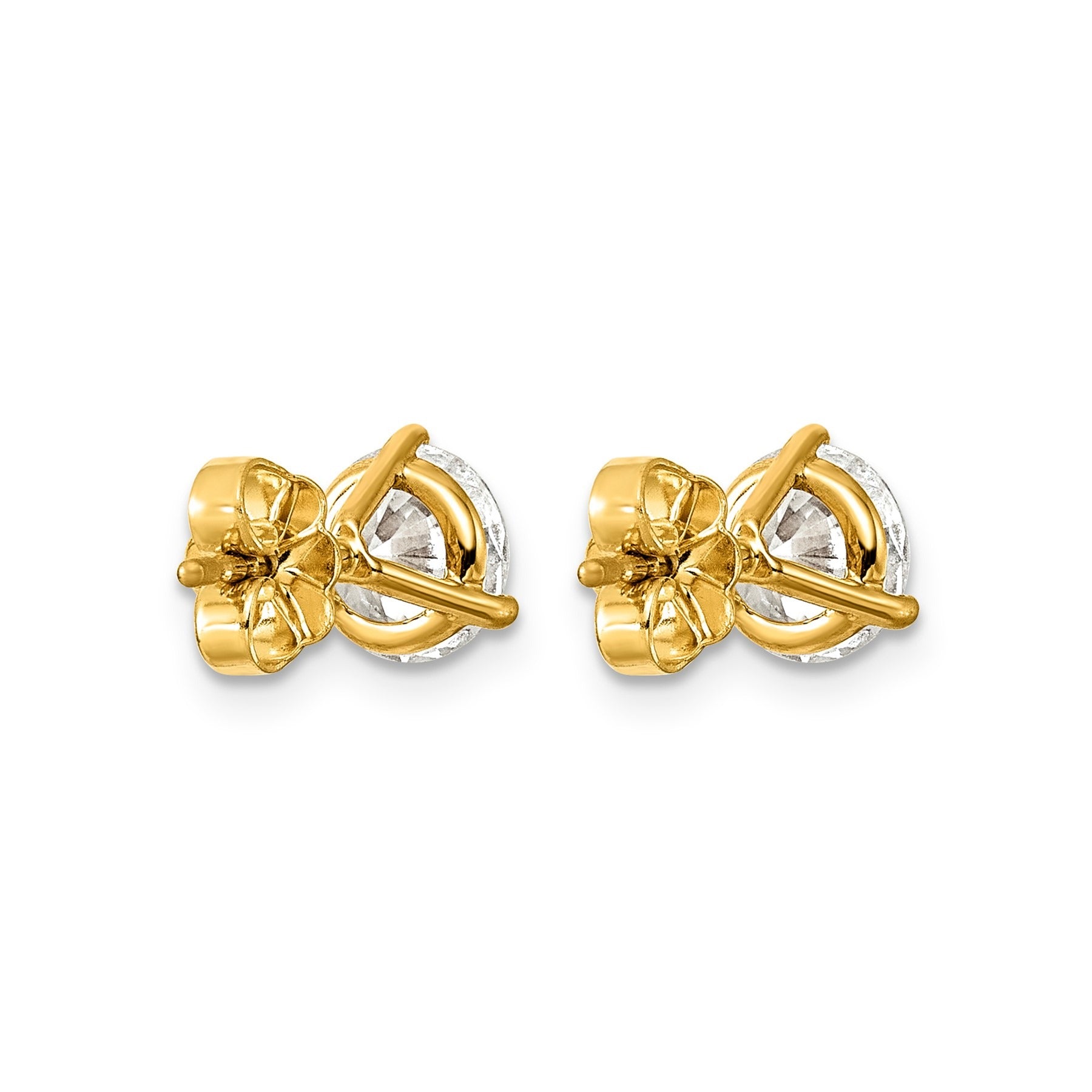 14K Yellow Gold Lab Grown Diamond Round Shaped Stud Earrings