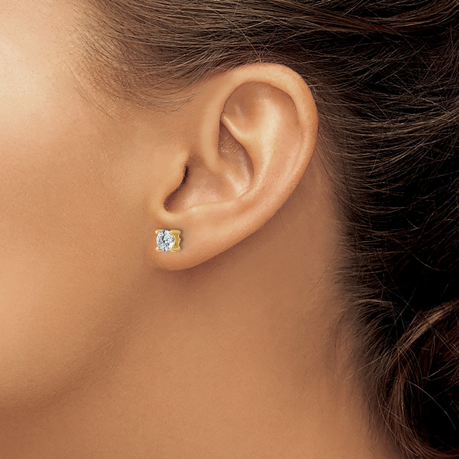 14K Gold Lab Grown Diamond 4 Prong Post and Push Back Stud Earrings