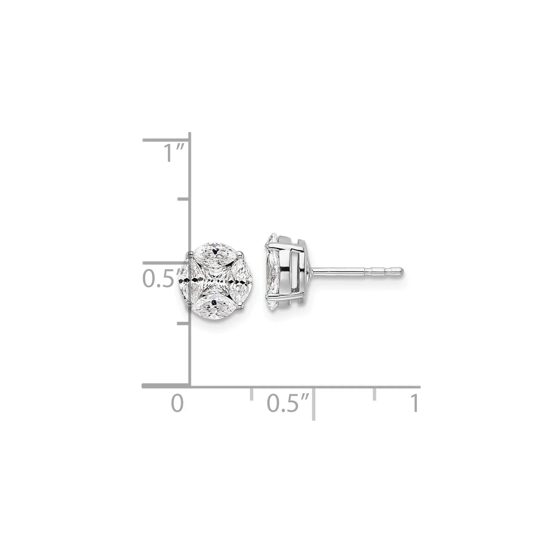 14k White Gold Lab Grown Diamond Round and Marquise Earrings - Fine Diamond