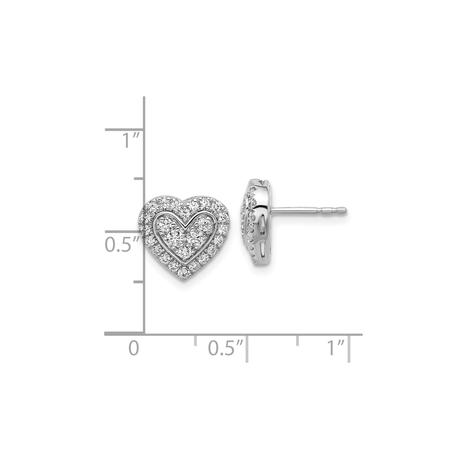 14k White Gold Lab Grown Diamond Halo Heart Stud Earrings 0.75 Ct