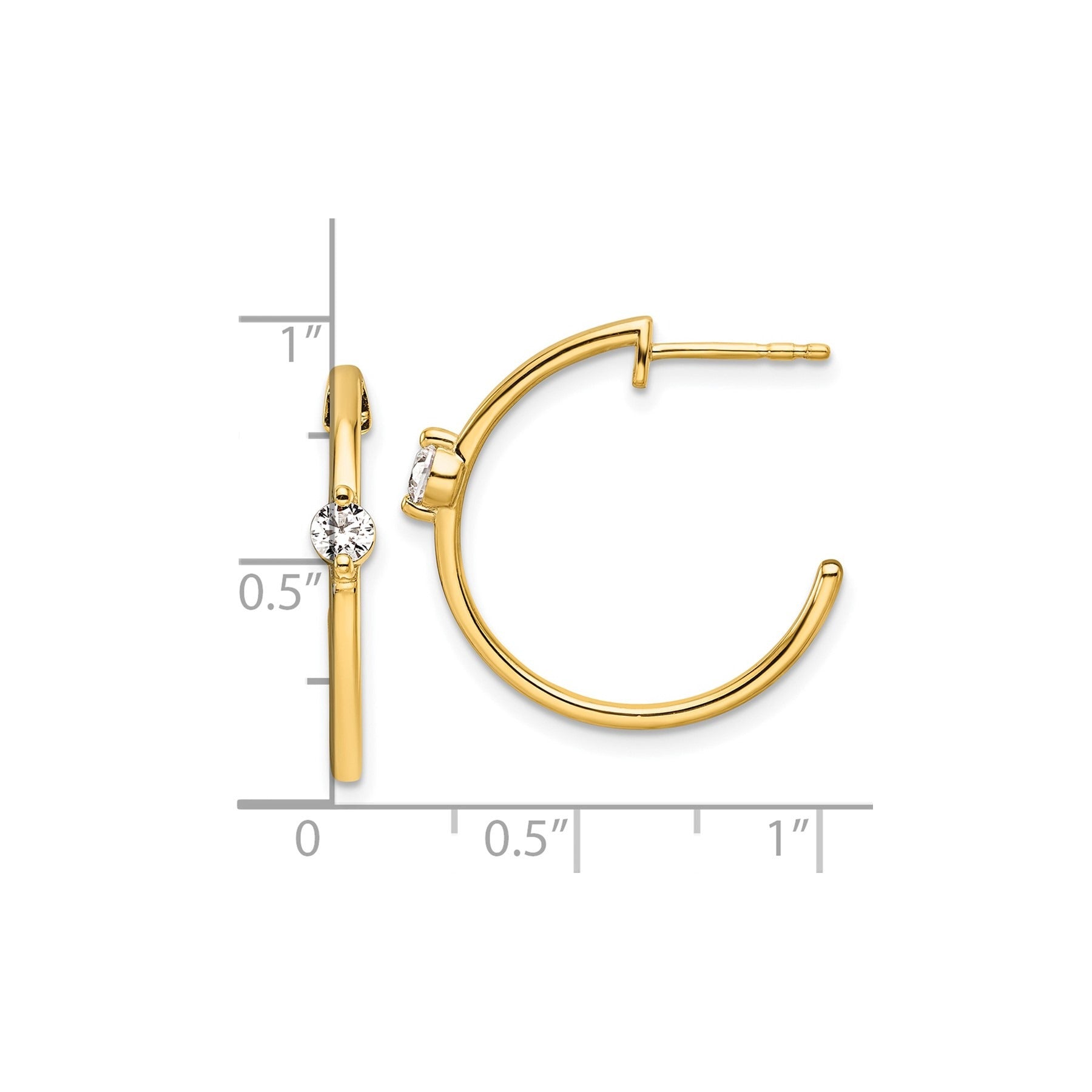 14K Yellow Gold Lab Grown Diamond C-Hoop Post Earrings