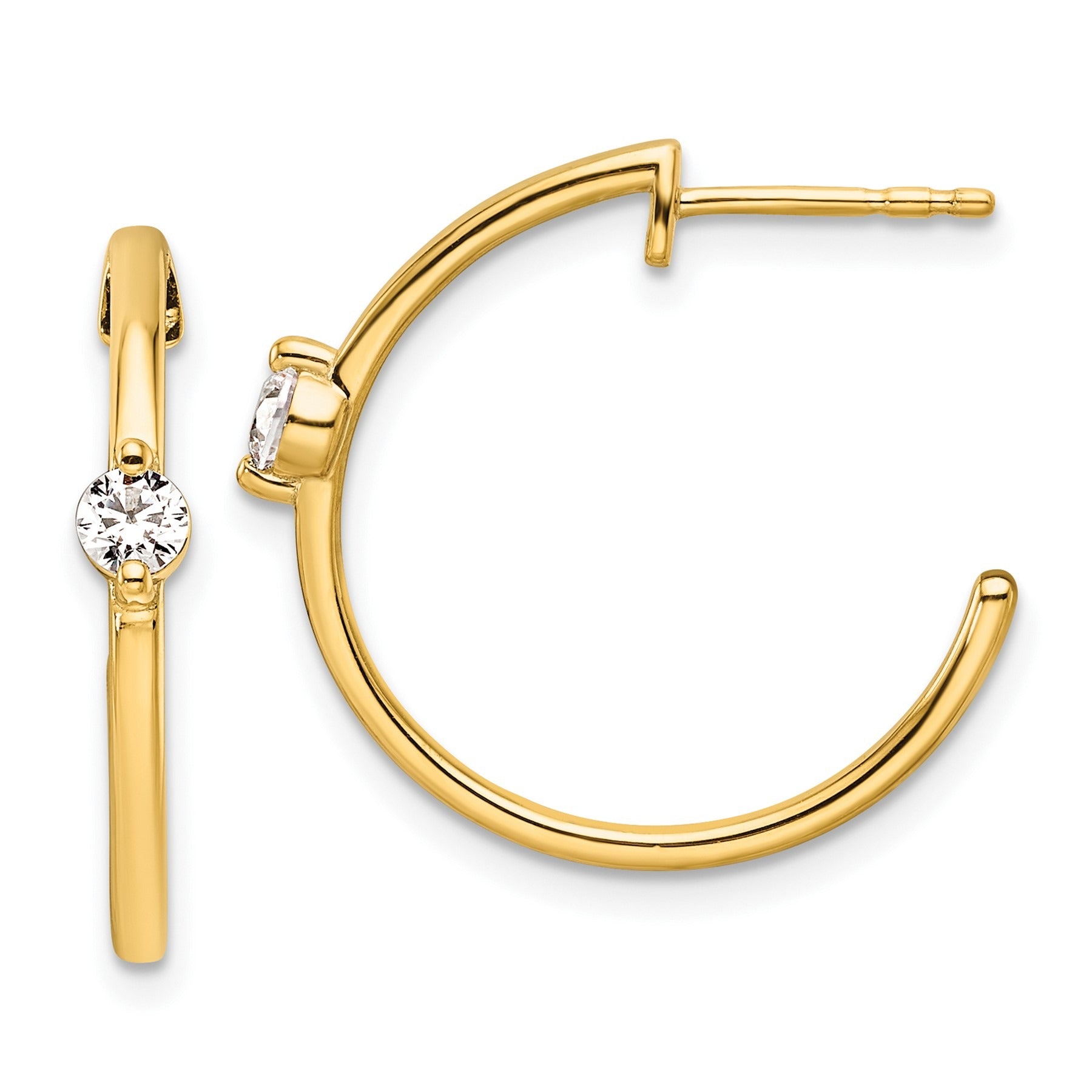 14K Yellow Gold Lab Grown Diamond C-Hoop Post Earrings