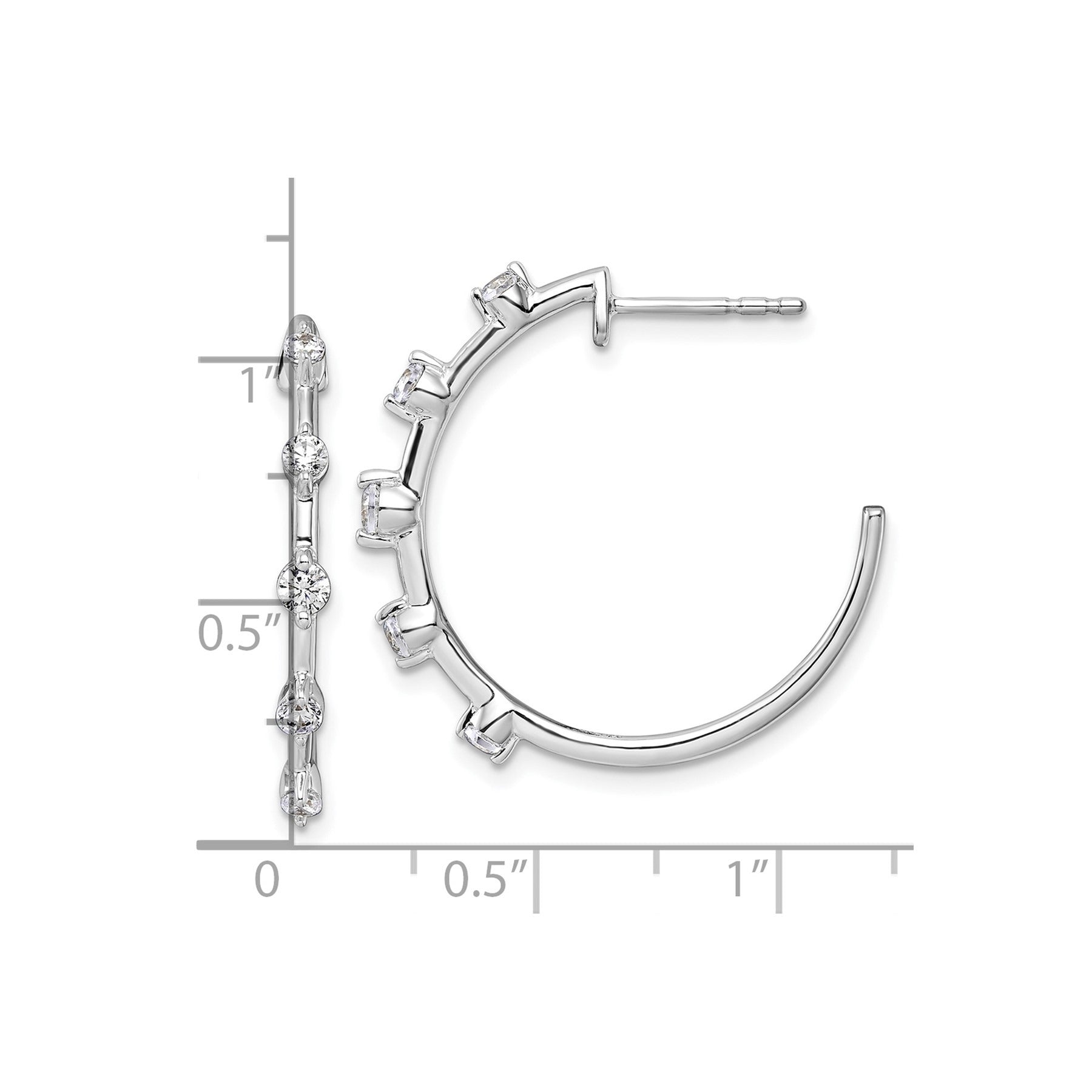 14k White Gold Lab Grown Diamond C-Hoop Post Earrings