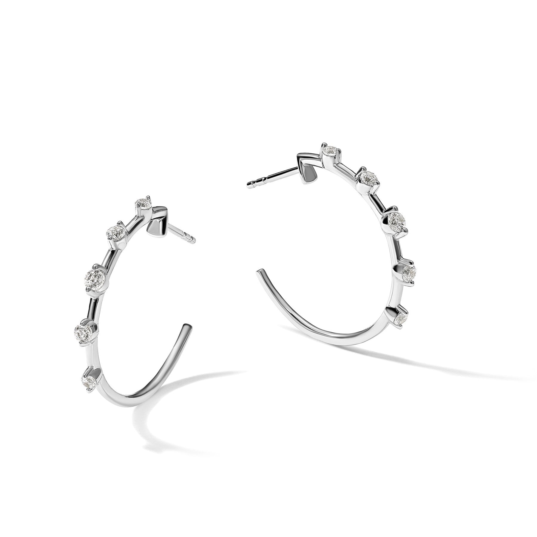 14k White Gold Lab Grown Diamond C-Hoop Post Earrings