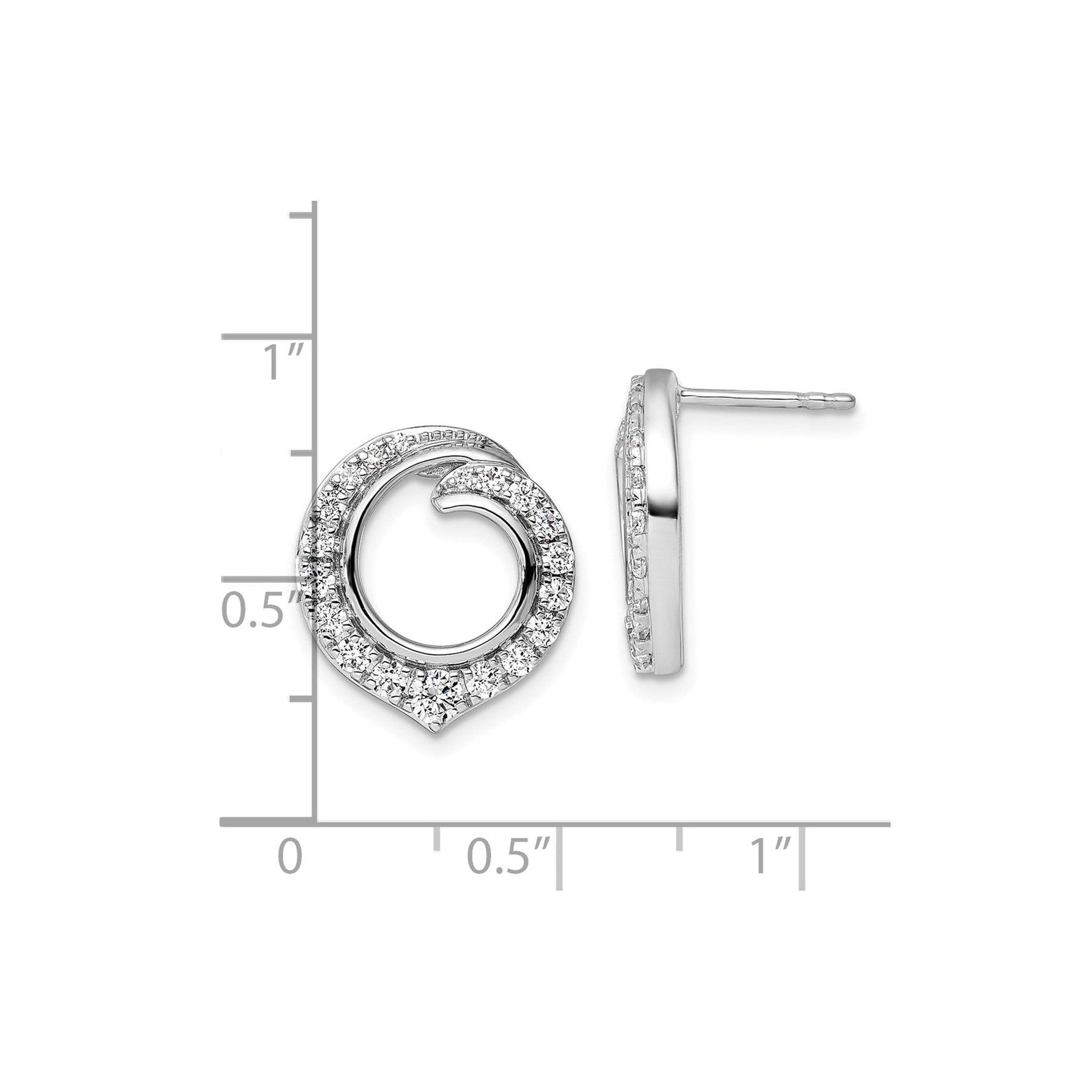 14k White Gold Lab Grown Diamond Circle Post Studs 1 Ct