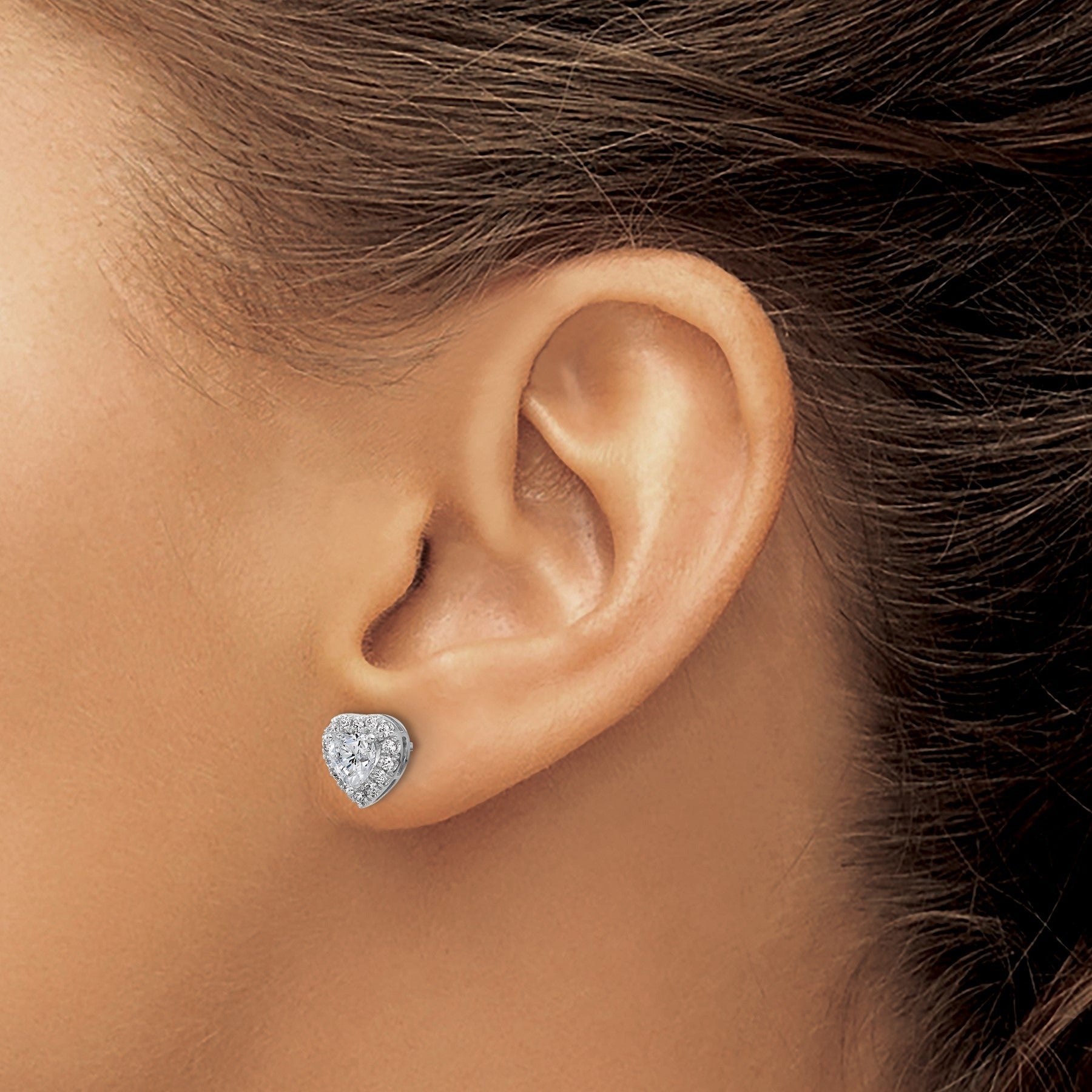 14k Gold Lab Grown Diamond Semi Mount Heart Post Studs Earrings