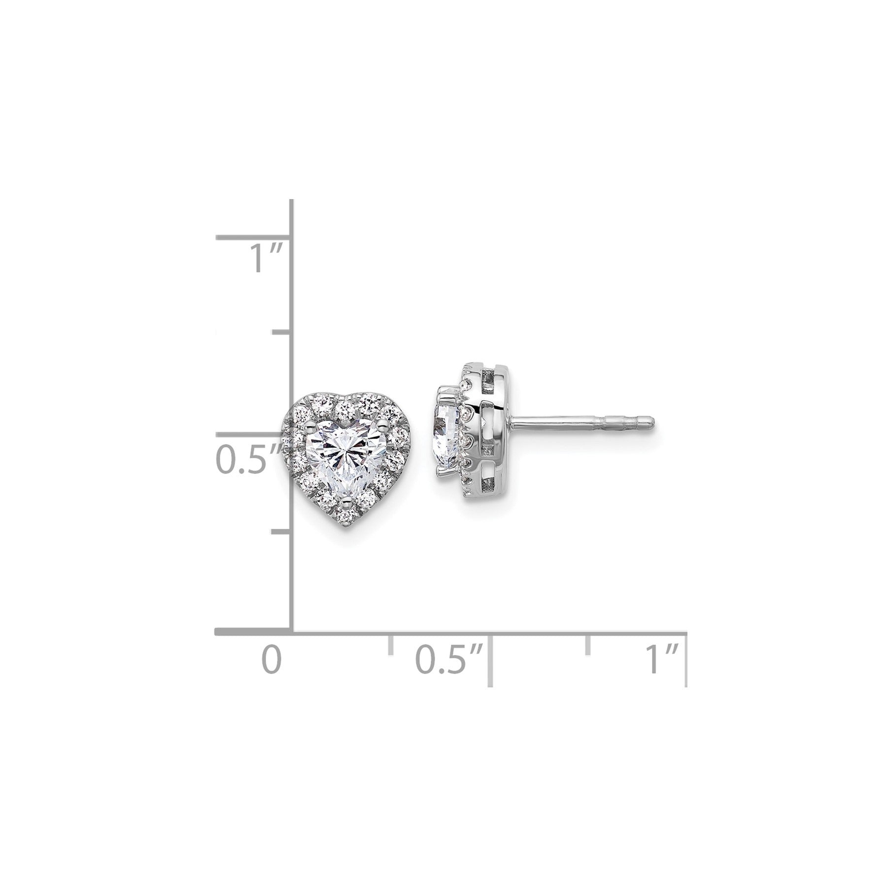 14k Gold Lab Grown Diamond Semi Mount Heart Post Studs Earrings