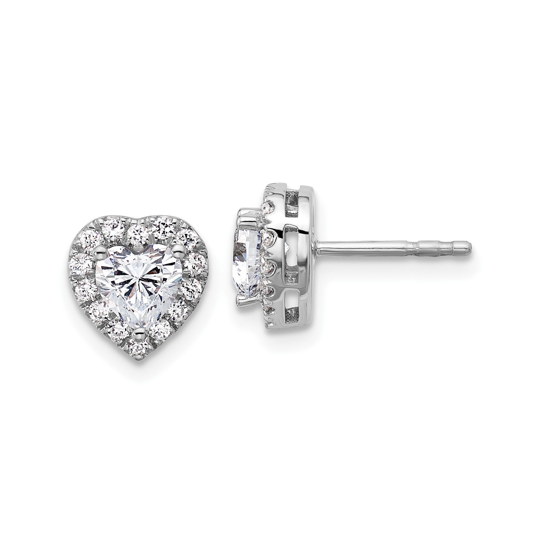 14k Gold Lab Grown Diamond Semi Mount Heart Post Studs Earrings