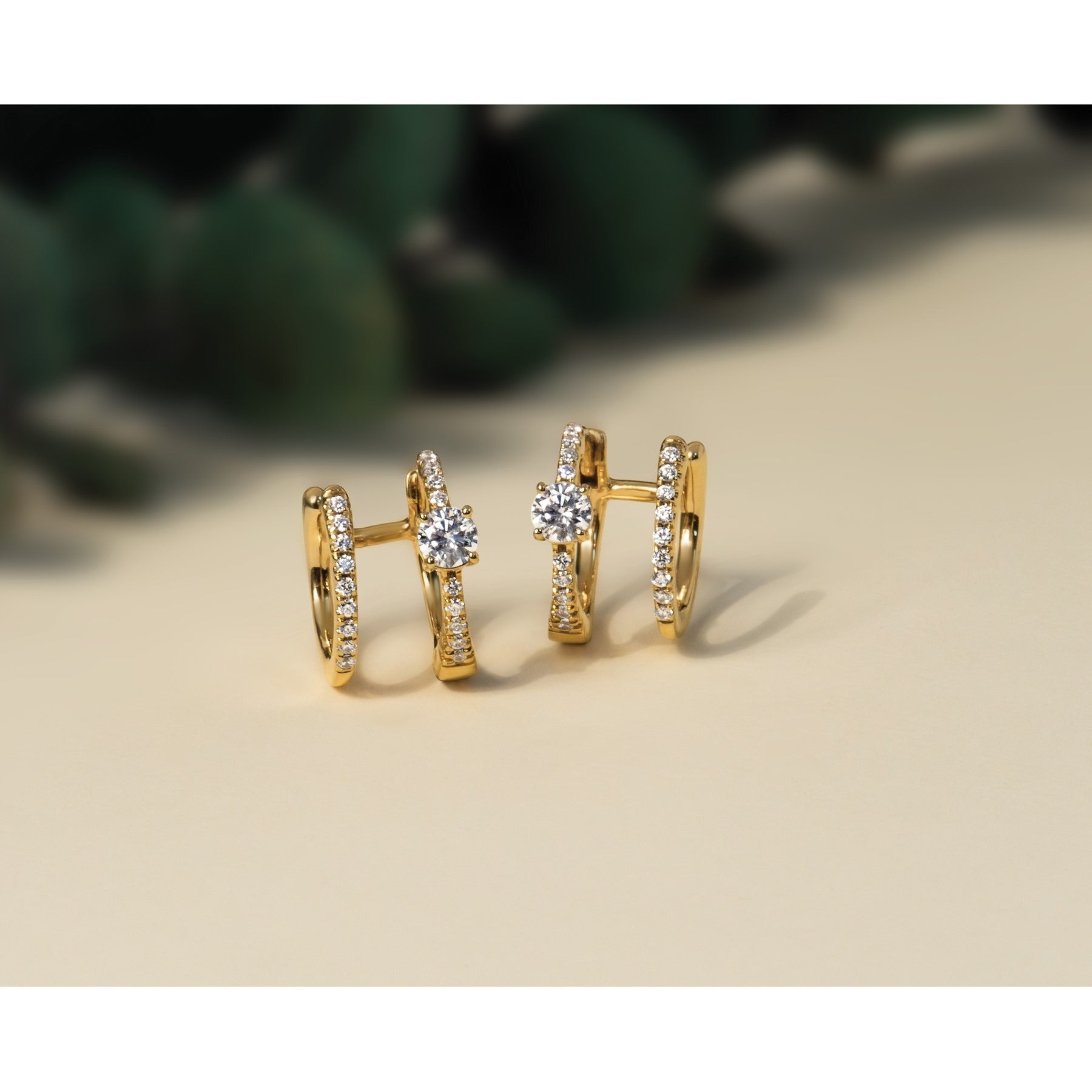 Lab Grown Diamond Hinged Hoop Earrings 14K Yellow Gold