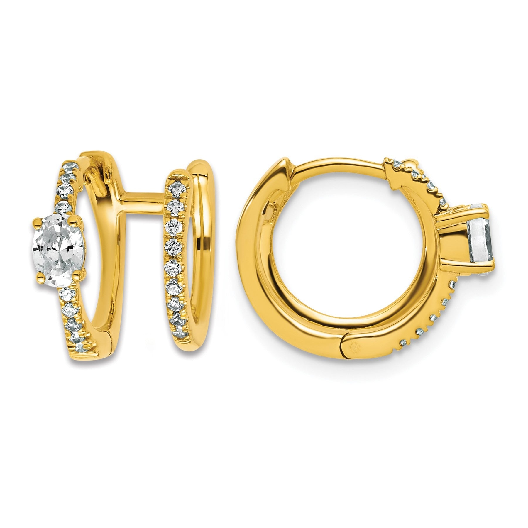 Lab Grown Diamond Hinged Hoop 14K Yellow Gold Earrings