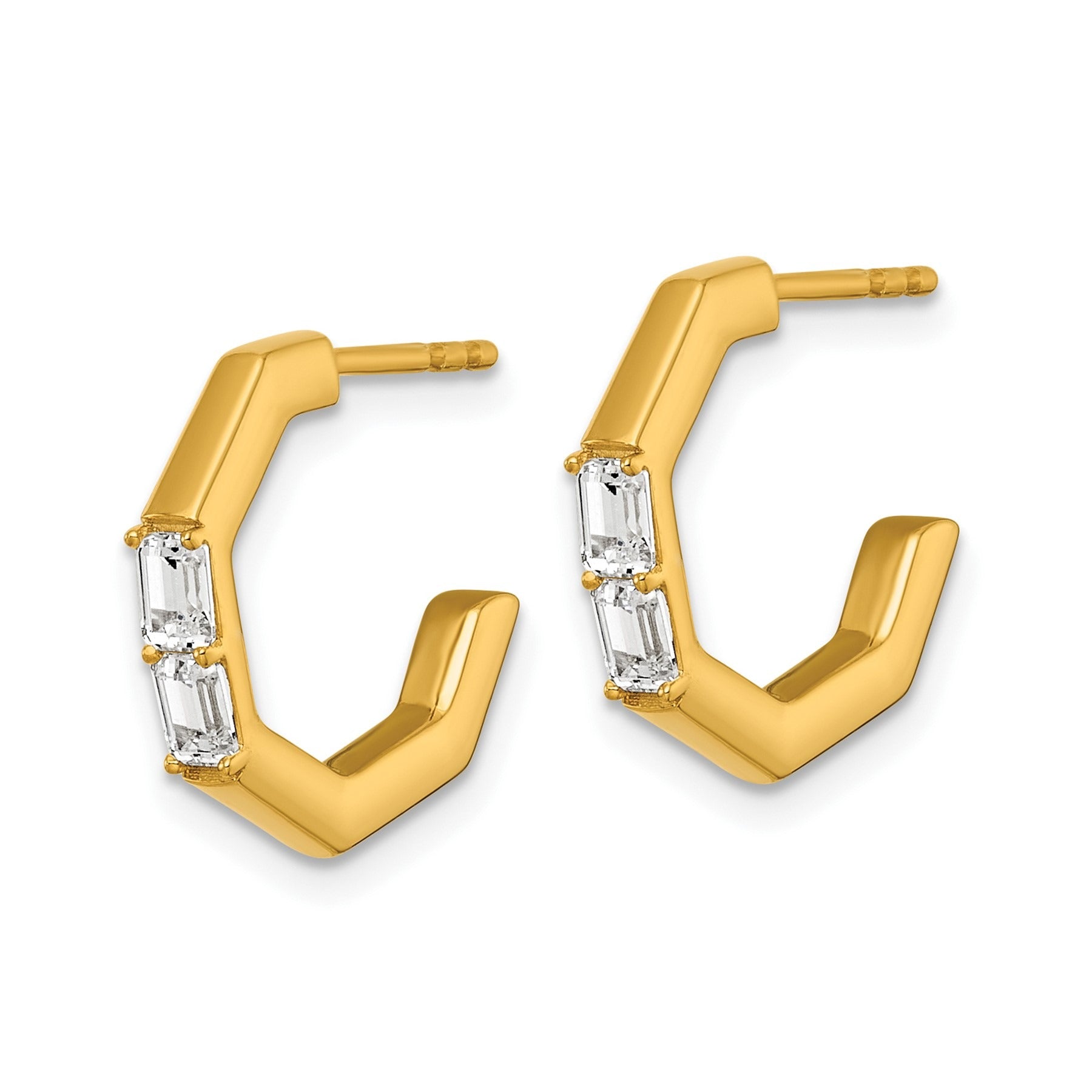 14K Yellow Gold 1/2 carat Lab Grown Diamond C-Hoop Earrings