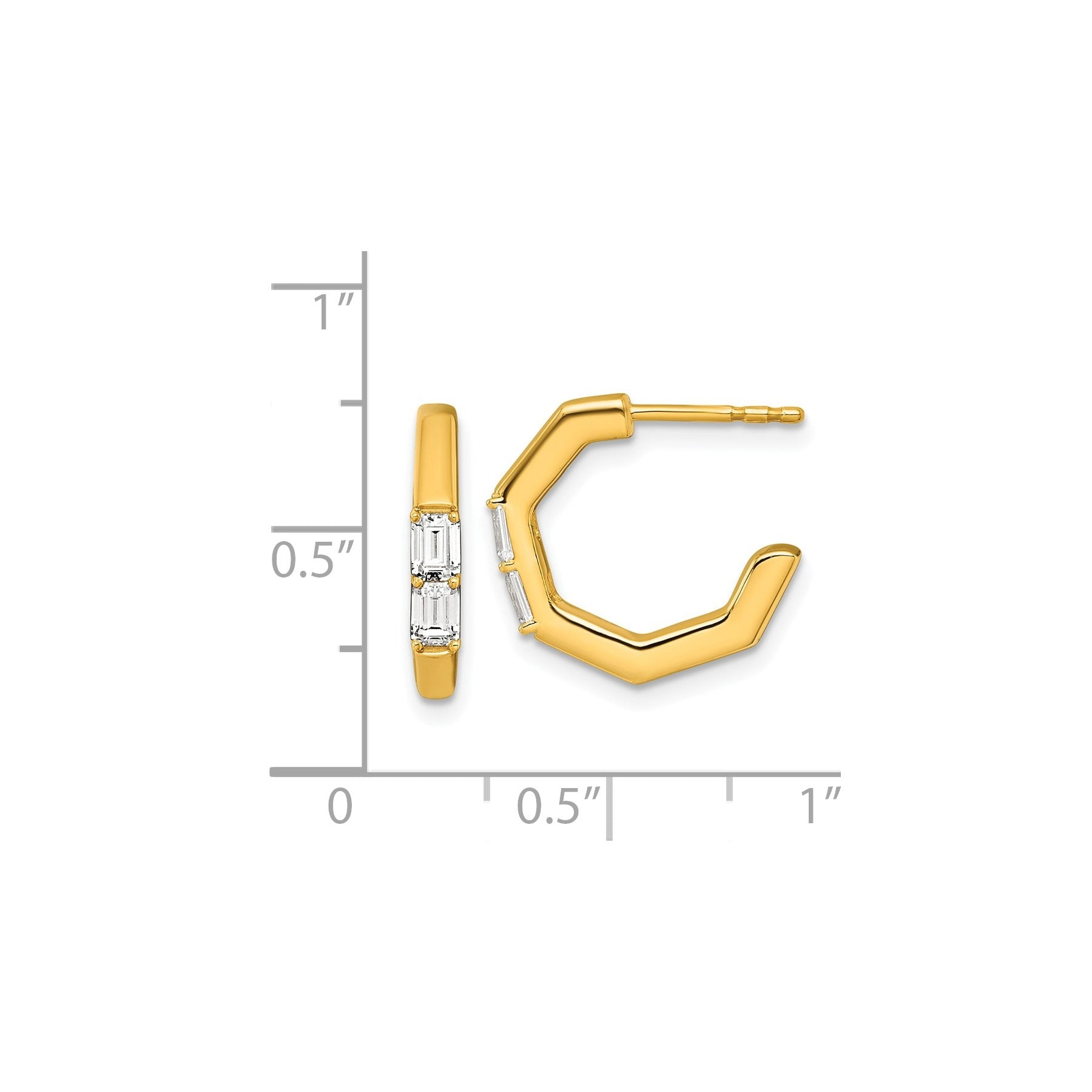 14K Yellow Gold 1/2 carat Lab Grown Diamond C-Hoop Earrings