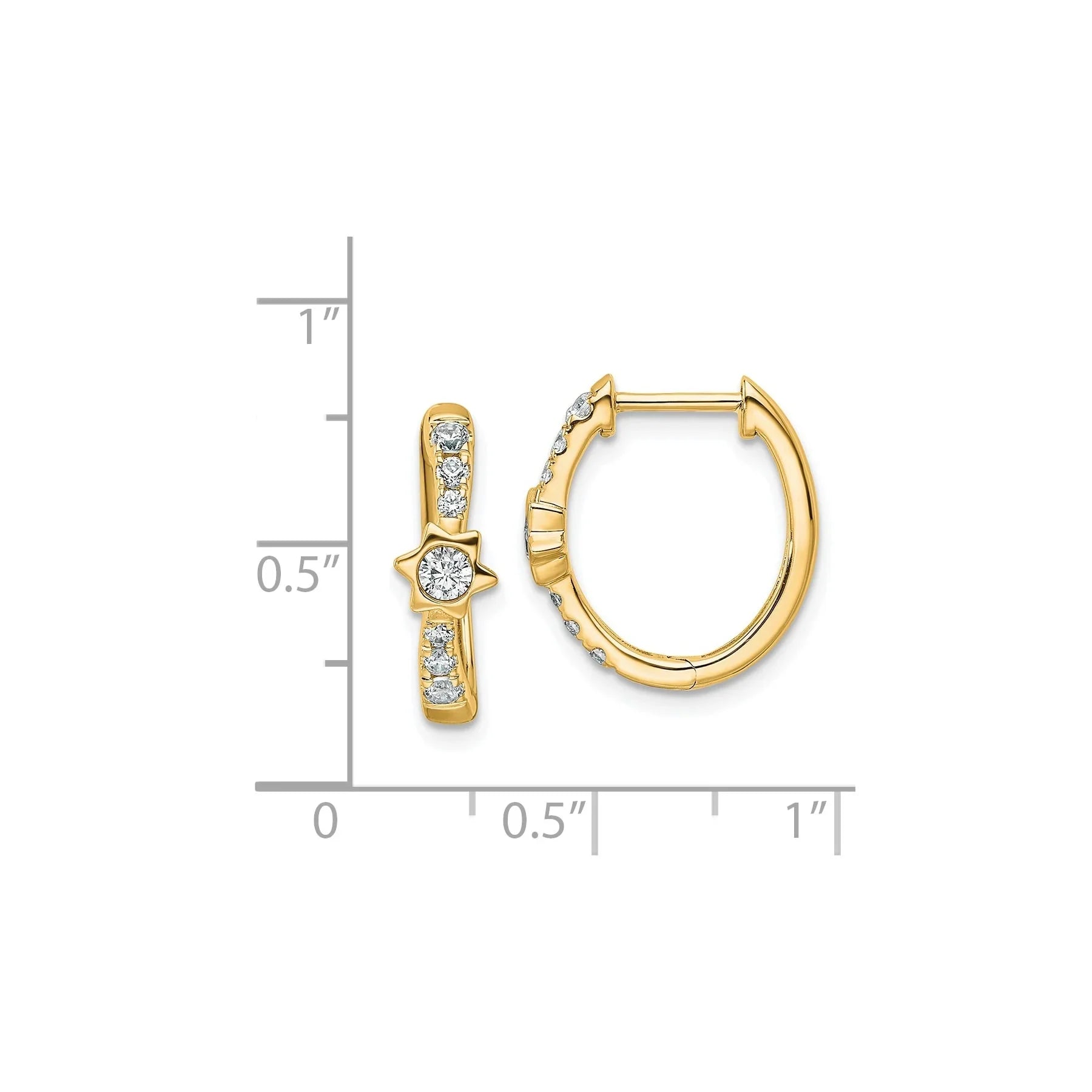 14K Yellow Gold 1/2 carat Lab Grown Diamond Hinged Hoop Earrings - Fine Diamond