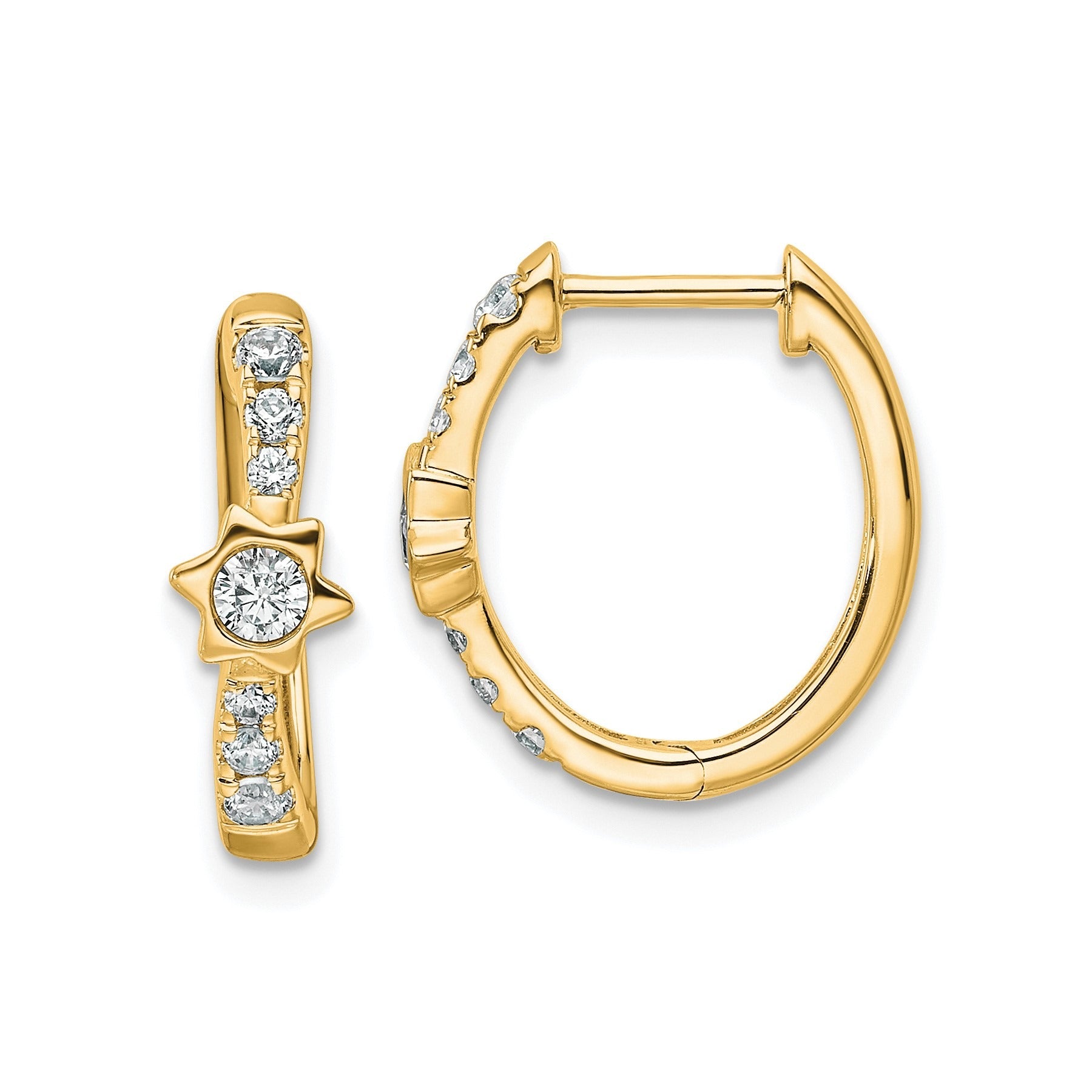 14K Yellow Gold 1/2 carat Lab Grown Diamond Hinged Hoop Earrings