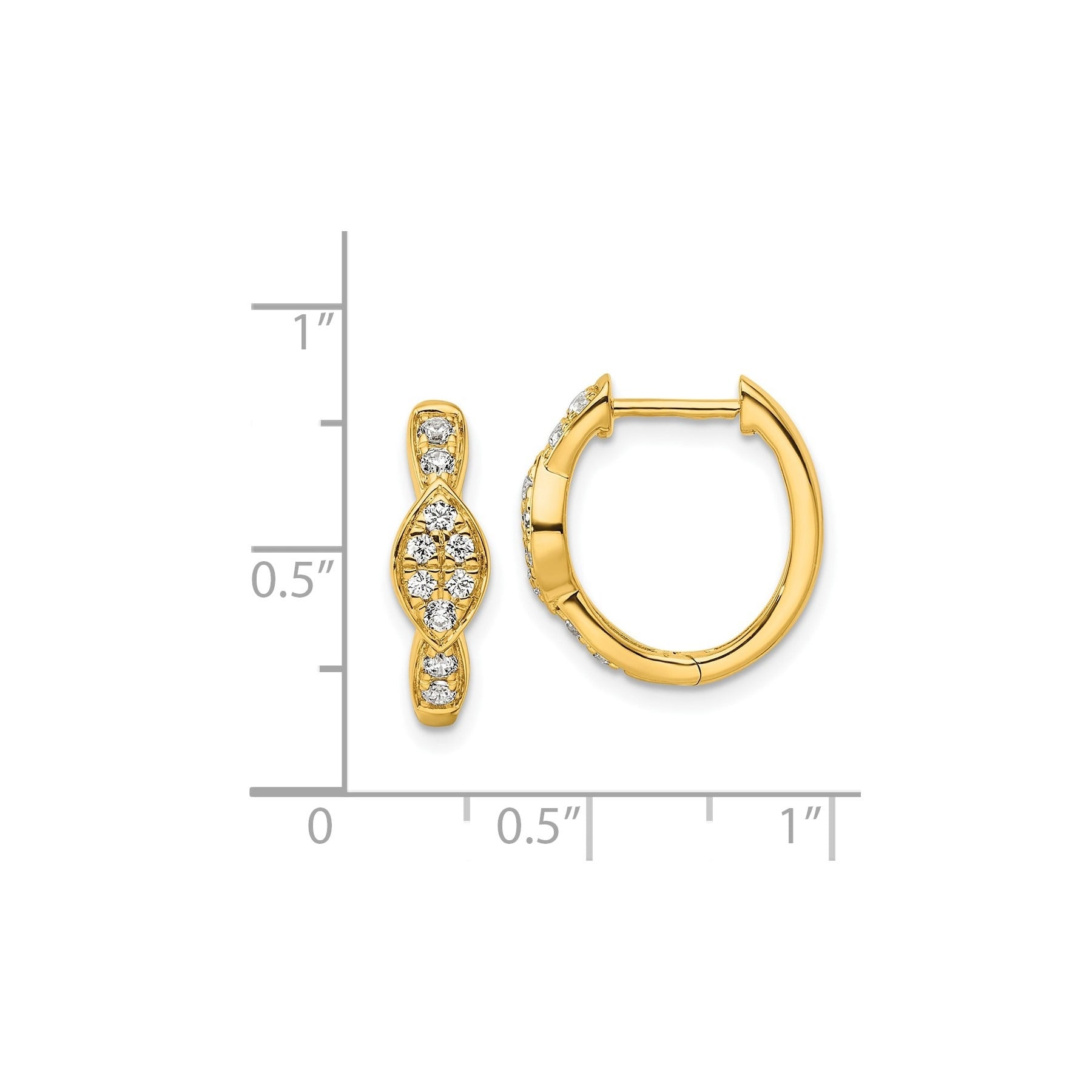14K Yellow Gold Round Lab Diamond Hinged Hoop Earrings