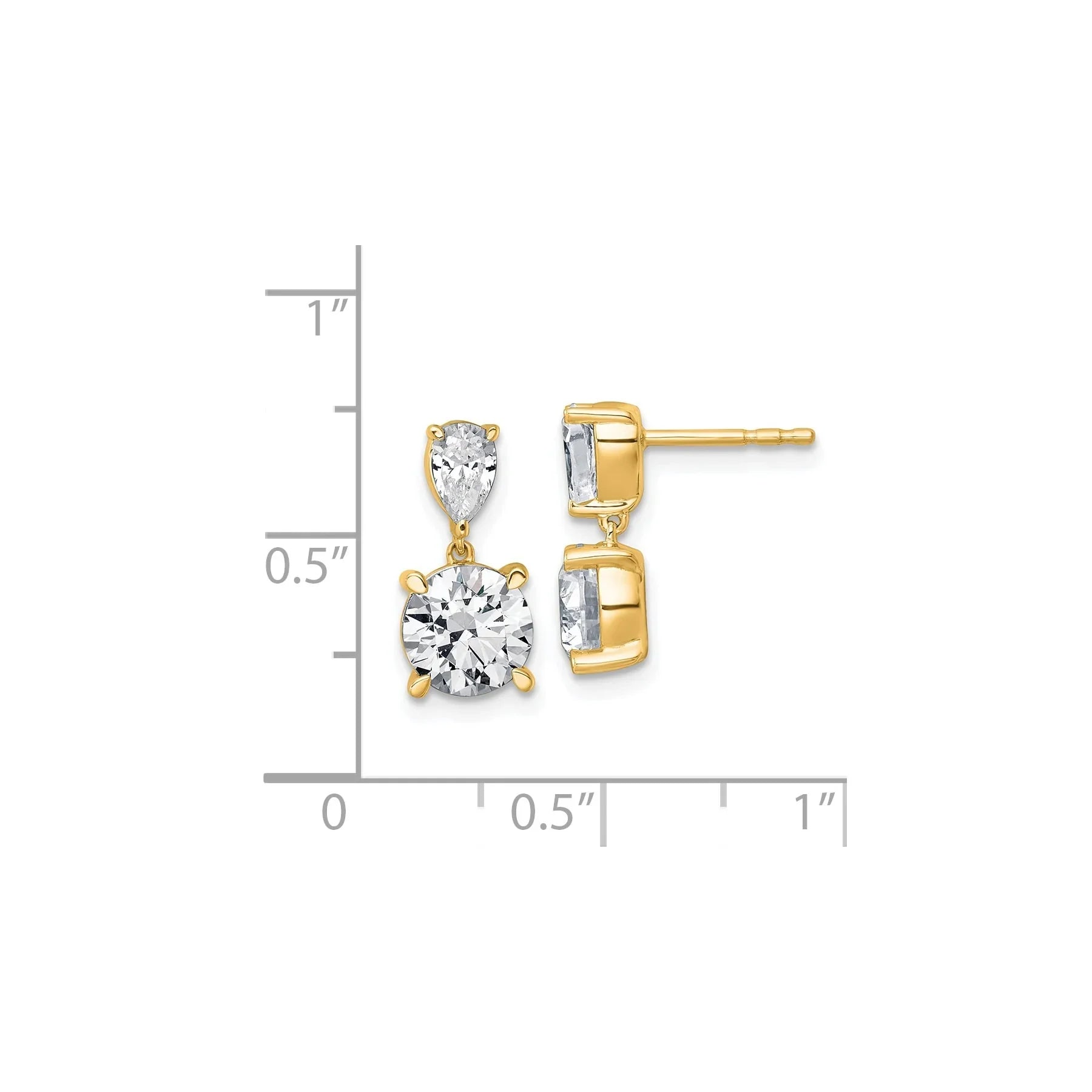 14K Yellow Gold Lab Grown Diamond Post Dangle Earrings - Fine Diamond
