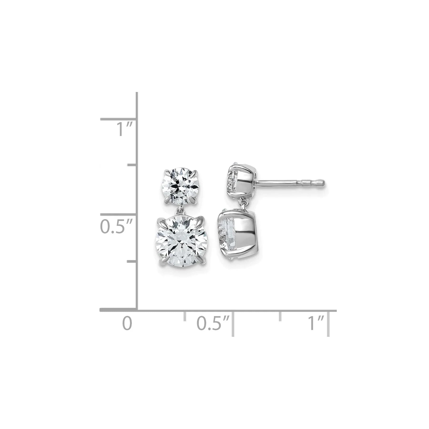 14K White Gold Lab Diamond Dangle Earrings - Fine Diamond