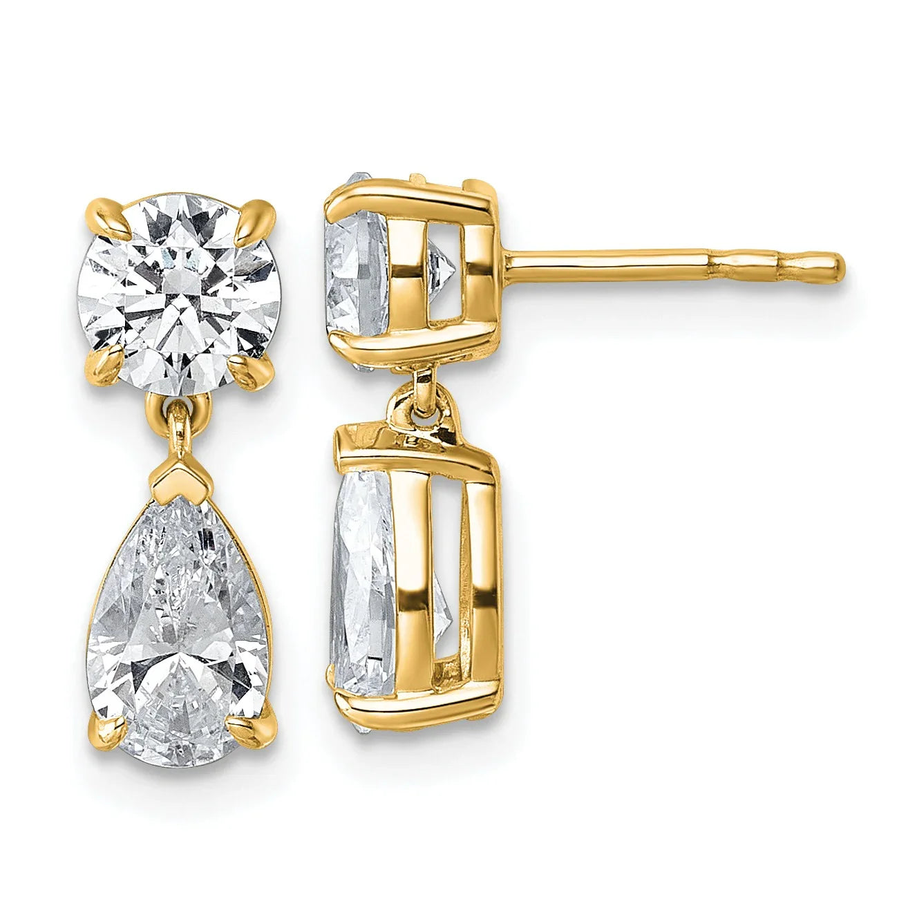 14K Yellow Gold Lab Diamond Post Dangle Earrings - Fine Diamond