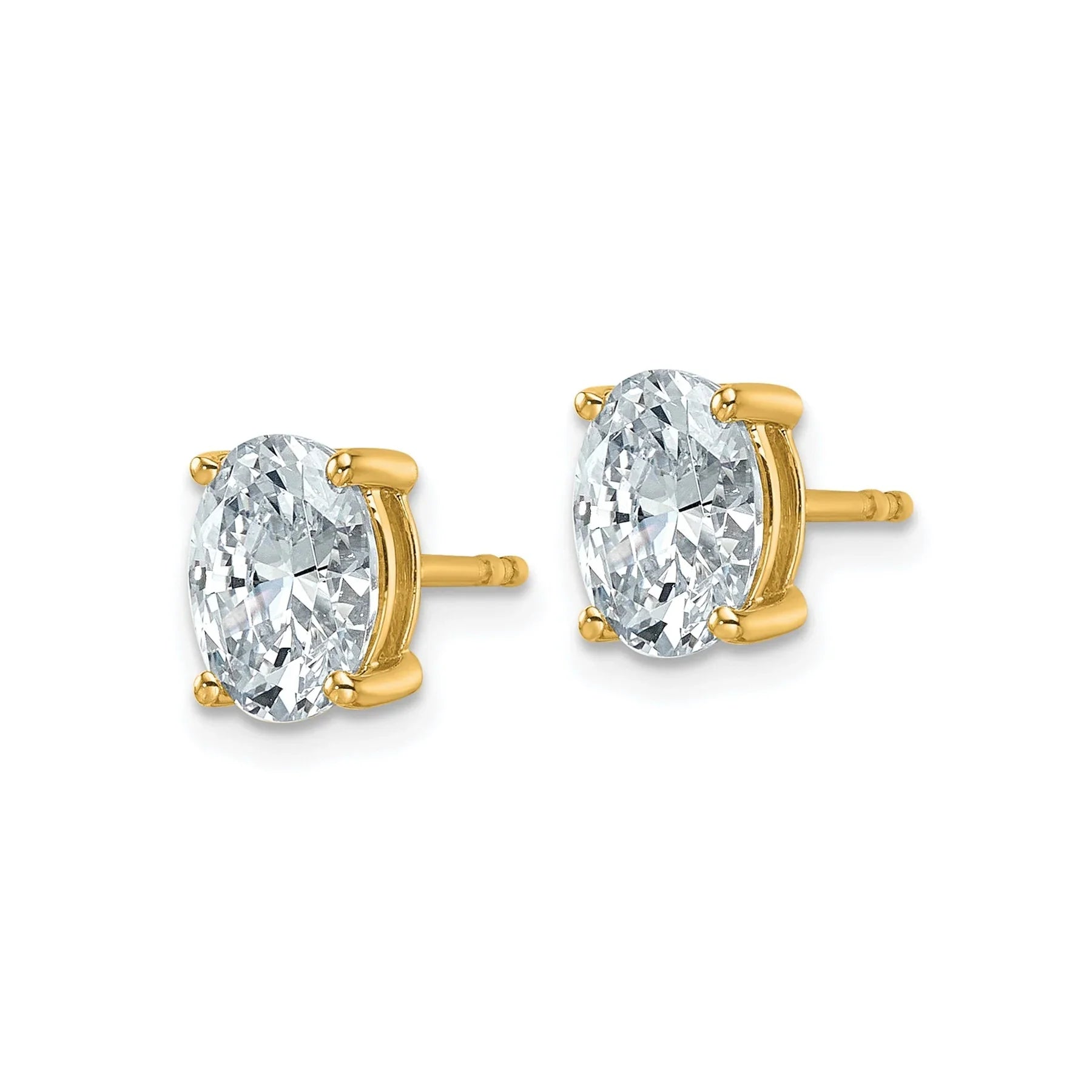 14k Gold Lab Grown Oval Diamond Stud Earrings - Fine Diamond