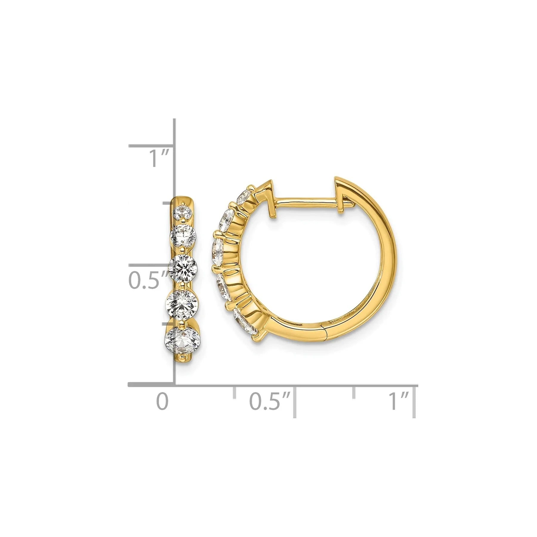 14k Gold Lab Grown Diamond Hinged Hoop Complete Earrings - Fine Diamond