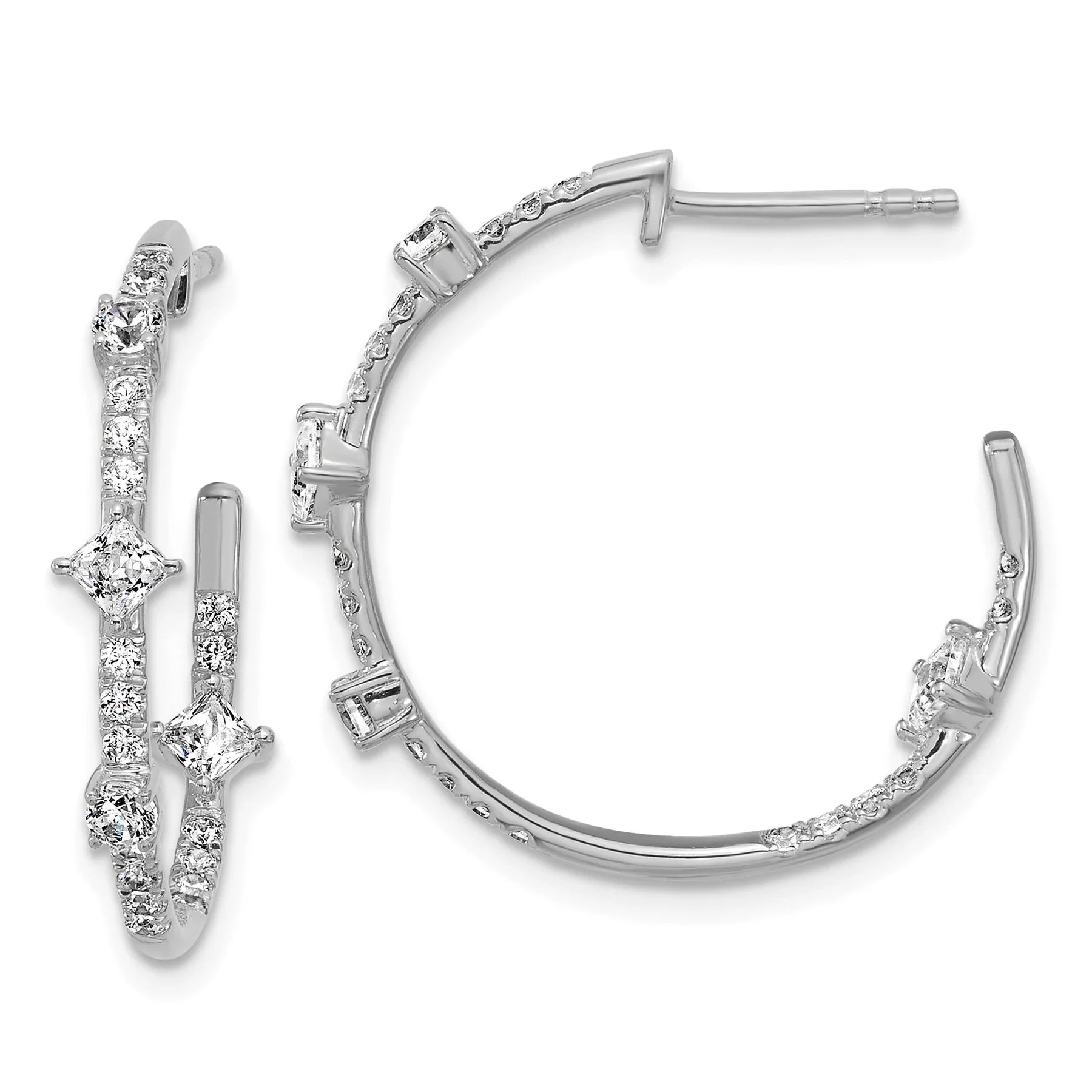 14K White Gold Lab Diamond Hoop Earrings - Fine Diamond