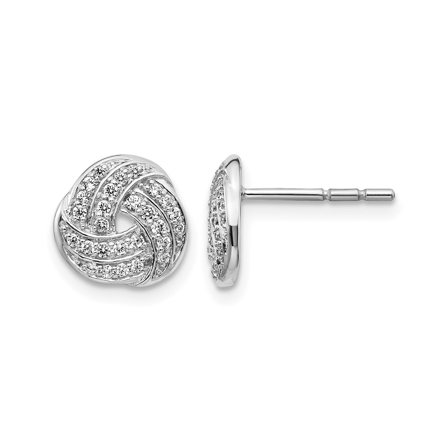 14k White Gold Lab Grown Diamond Love Knot Stud Earrings 0.5 Ct