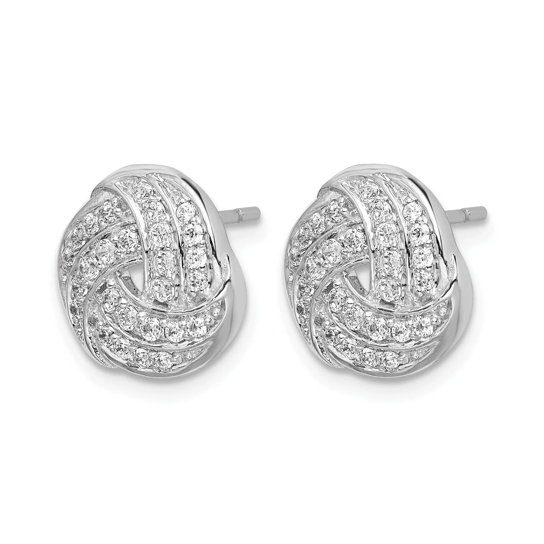 14k White Gold Lab Created Diamond Love Knot Stud Earrings - Fine Diamond