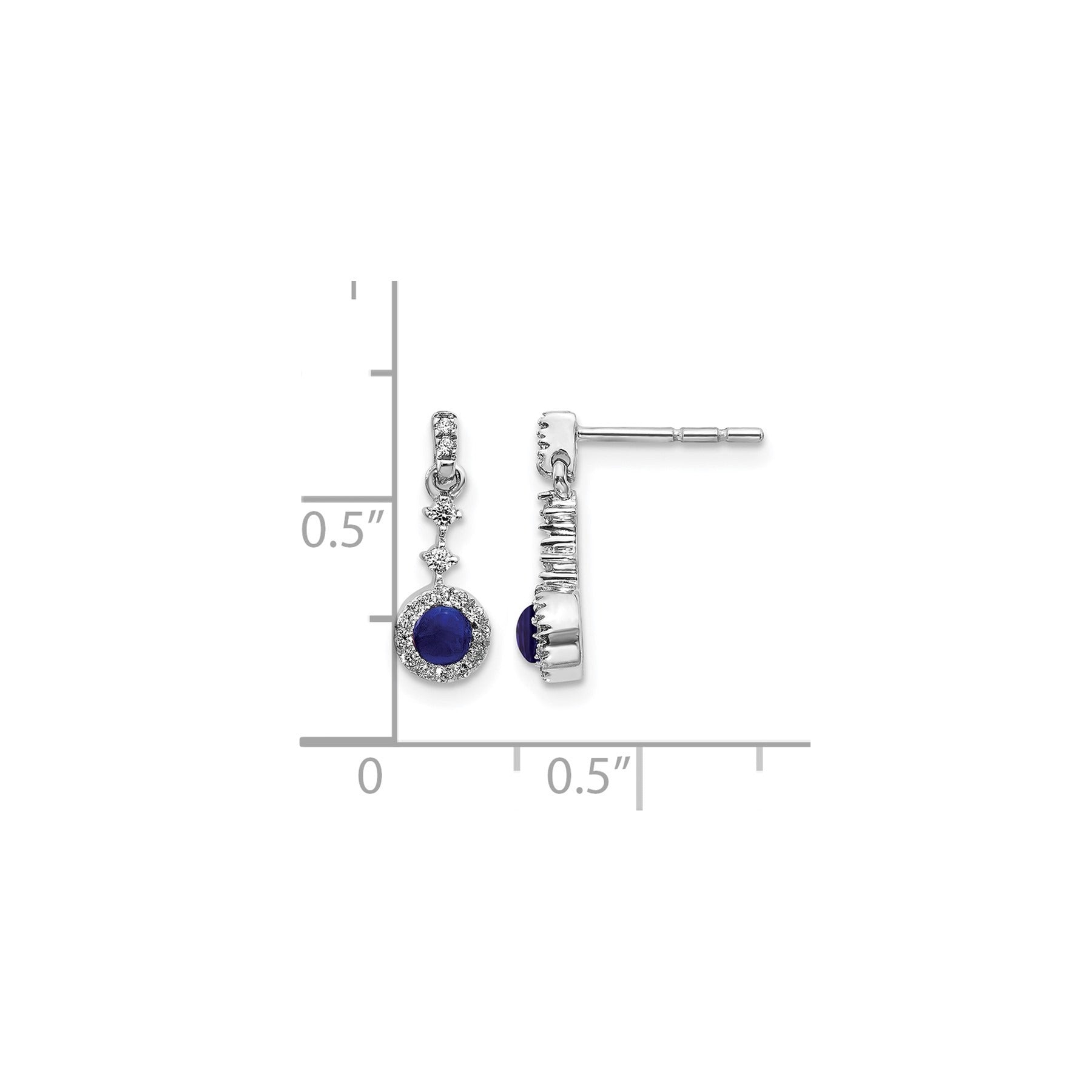 14k White Gold Lab Diamond Created Sapphire Dangle Halo Earrings