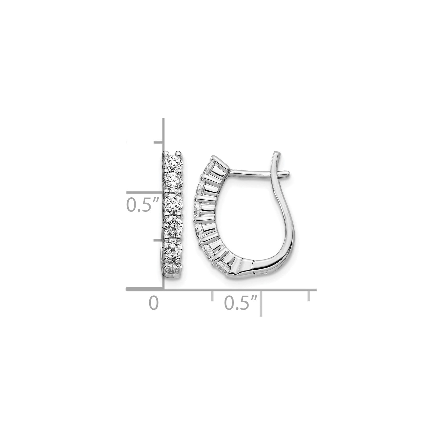 14k White Gold Lab Grown Diamond Hinged Hoops Earrings
